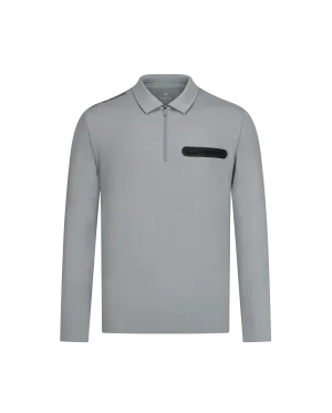 1010702-050 | MEN'S HALF-ZIP LONG SLEEVES POLO SHIRT | GREY/NAVY/GREY