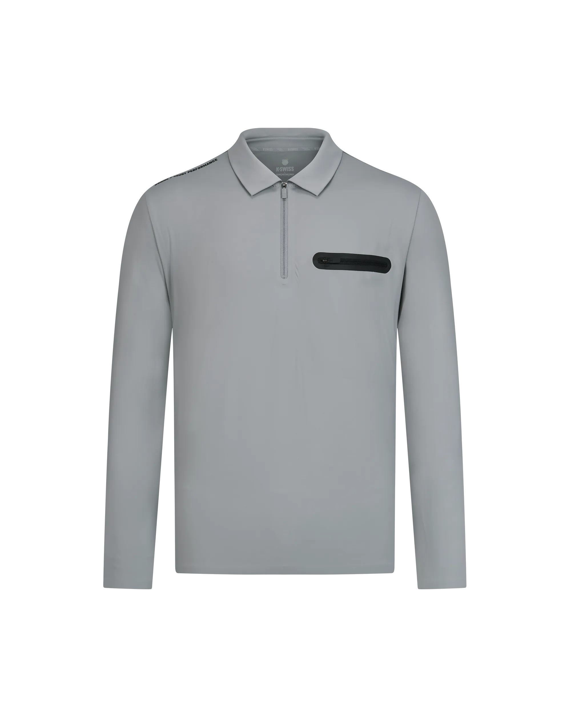 1010702-050 | MEN'S HALF-ZIP LONG SLEEVES POLO SHIRT | GREY/NAVY/GREY