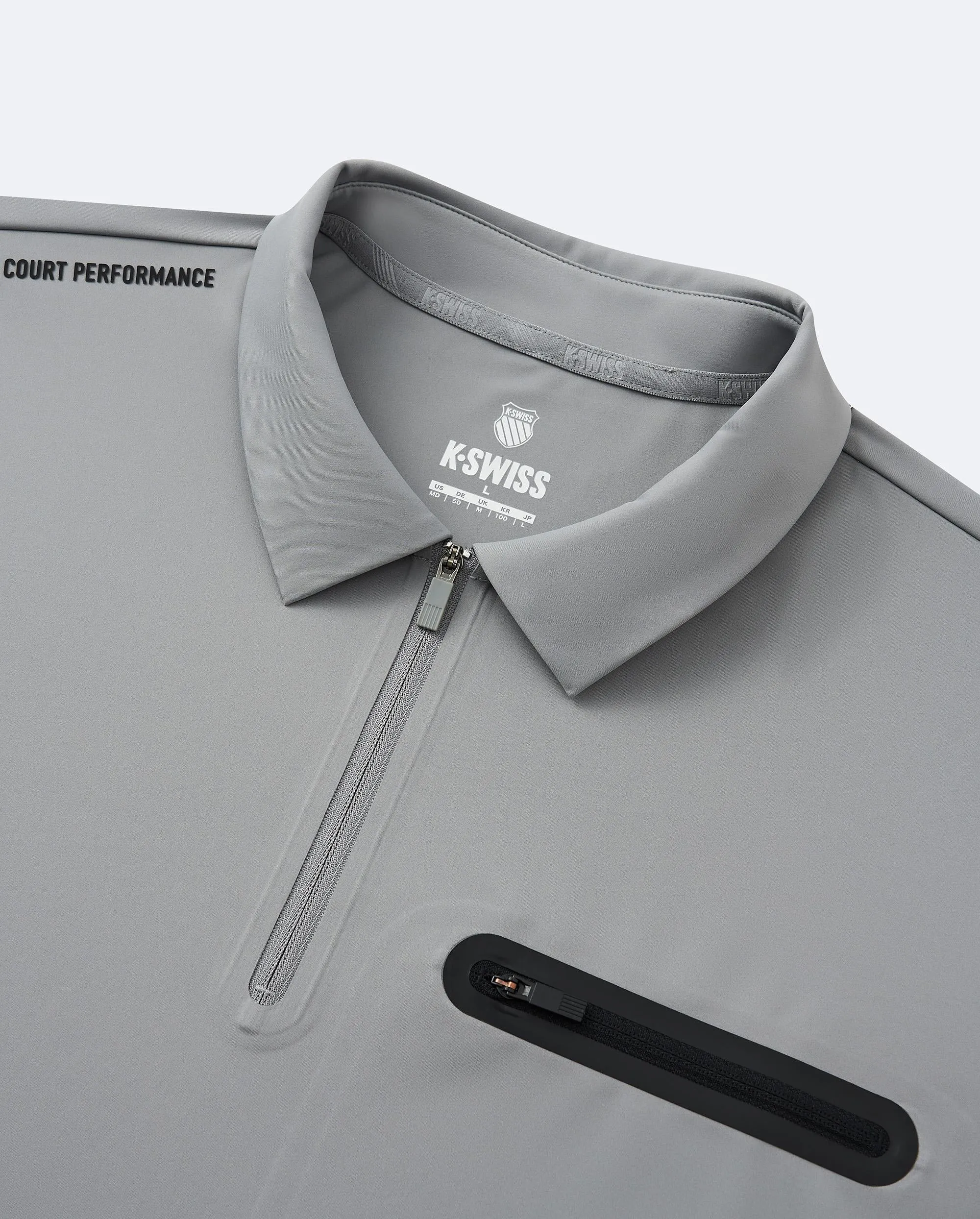 1010702-050 | MEN'S HALF-ZIP LONG SLEEVES POLO SHIRT | GREY/NAVY/GREY