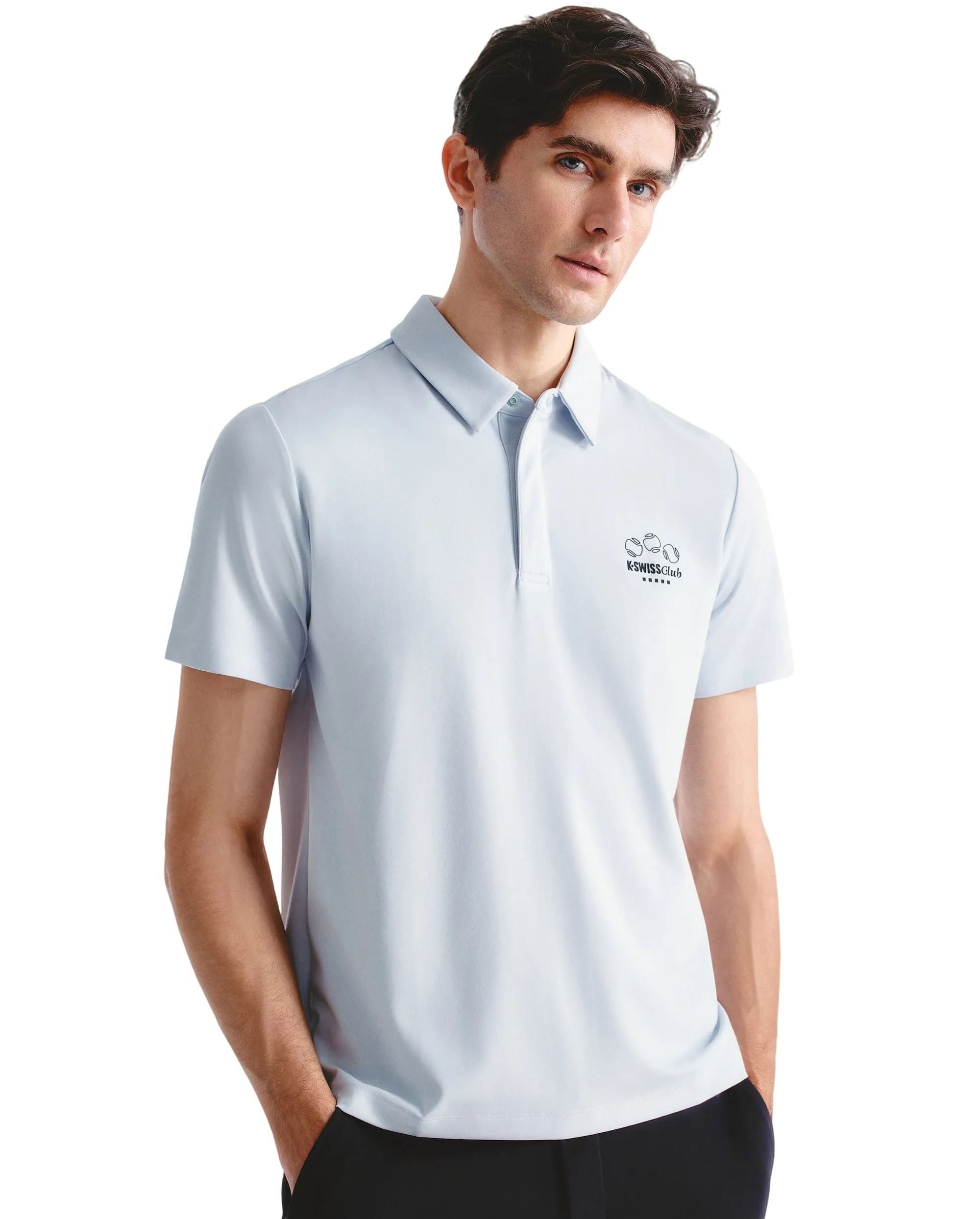 109877-413 | MEN'S K-SWISS TENNIS CLUB LOGO POLO SHIRT | GRAY MIST/MOONBEAM