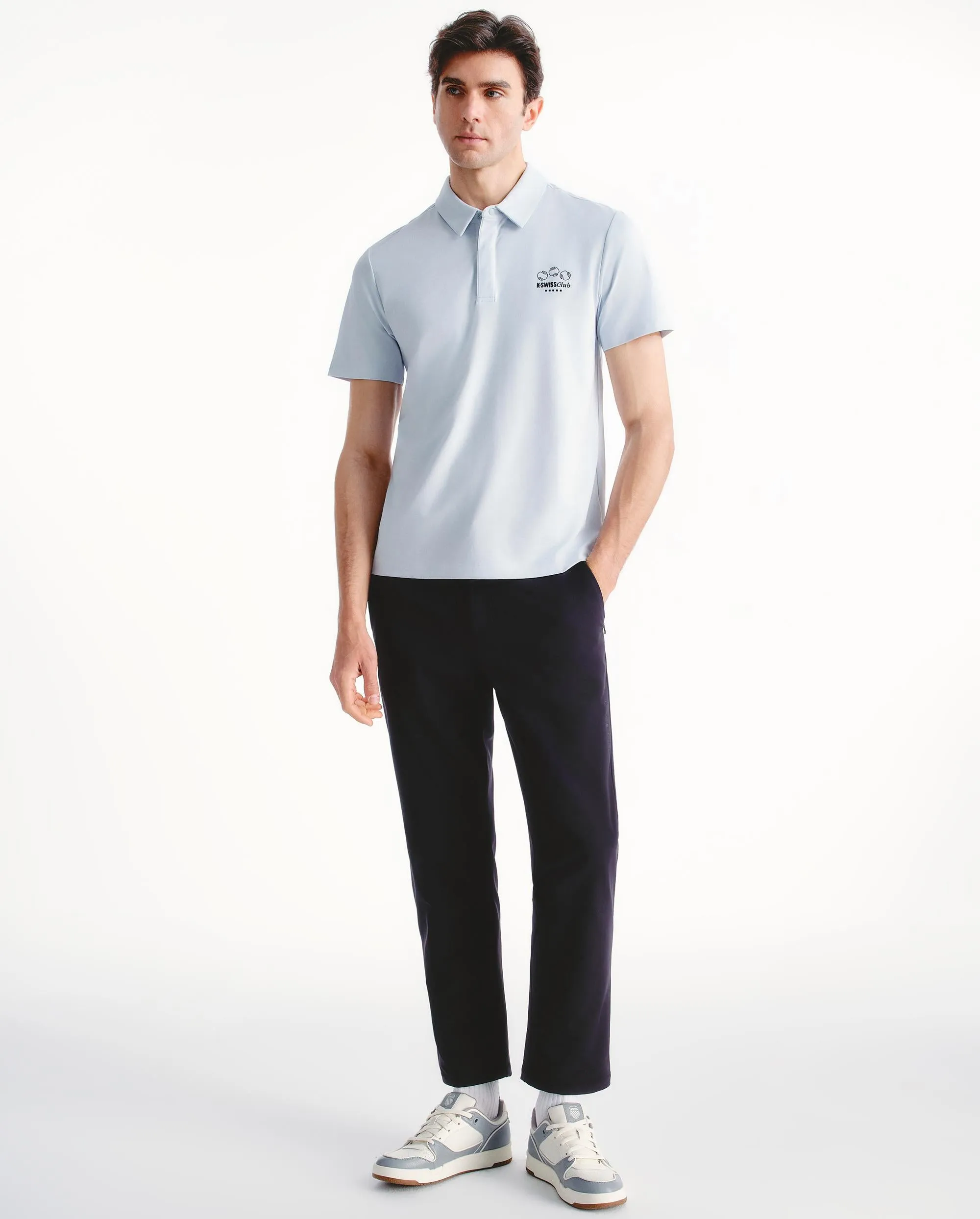 109877-413 | MEN'S K-SWISS TENNIS CLUB LOGO POLO SHIRT | GRAY MIST/MOONBEAM