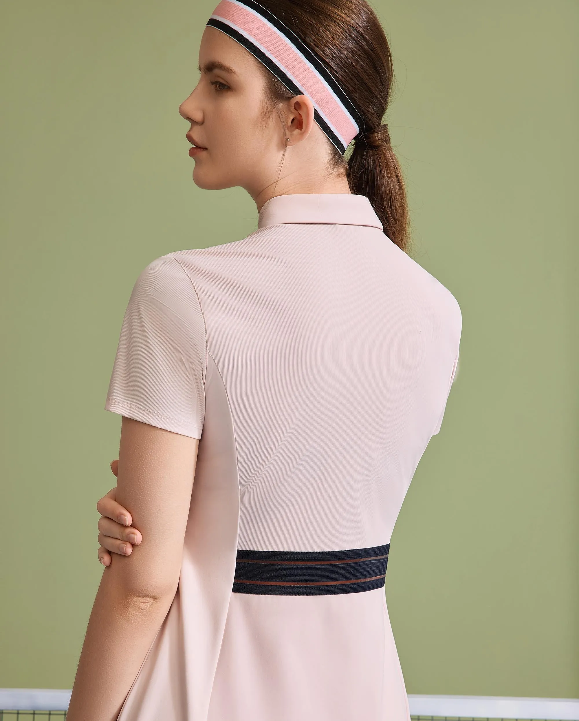 1910078-623 | WOMEN'S K-SWISS LOGO JACQUARD POLO DRESS | PEACH WHIP