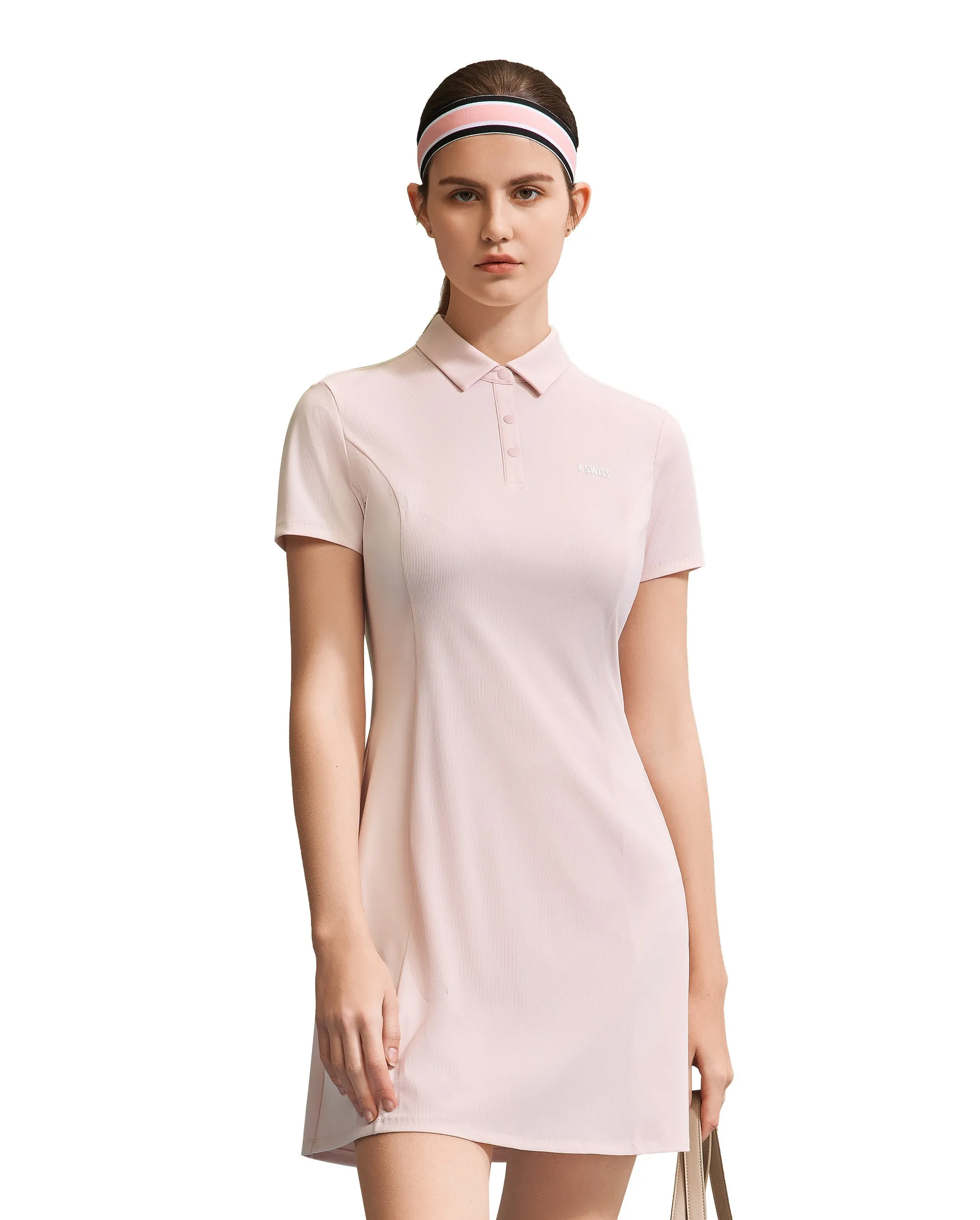 1910078-623 | WOMEN'S K-SWISS LOGO JACQUARD POLO DRESS | PEACH WHIP