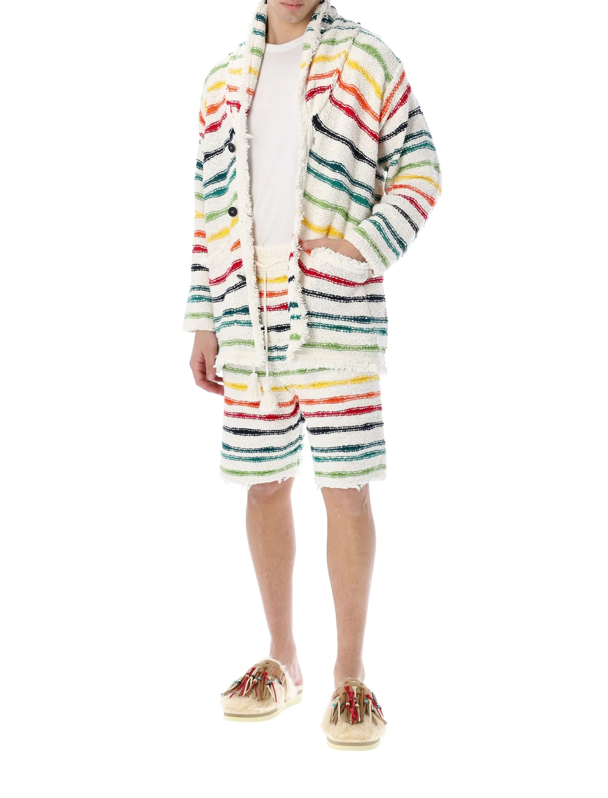 Alanui Icon Striped V-Neck Cardigan