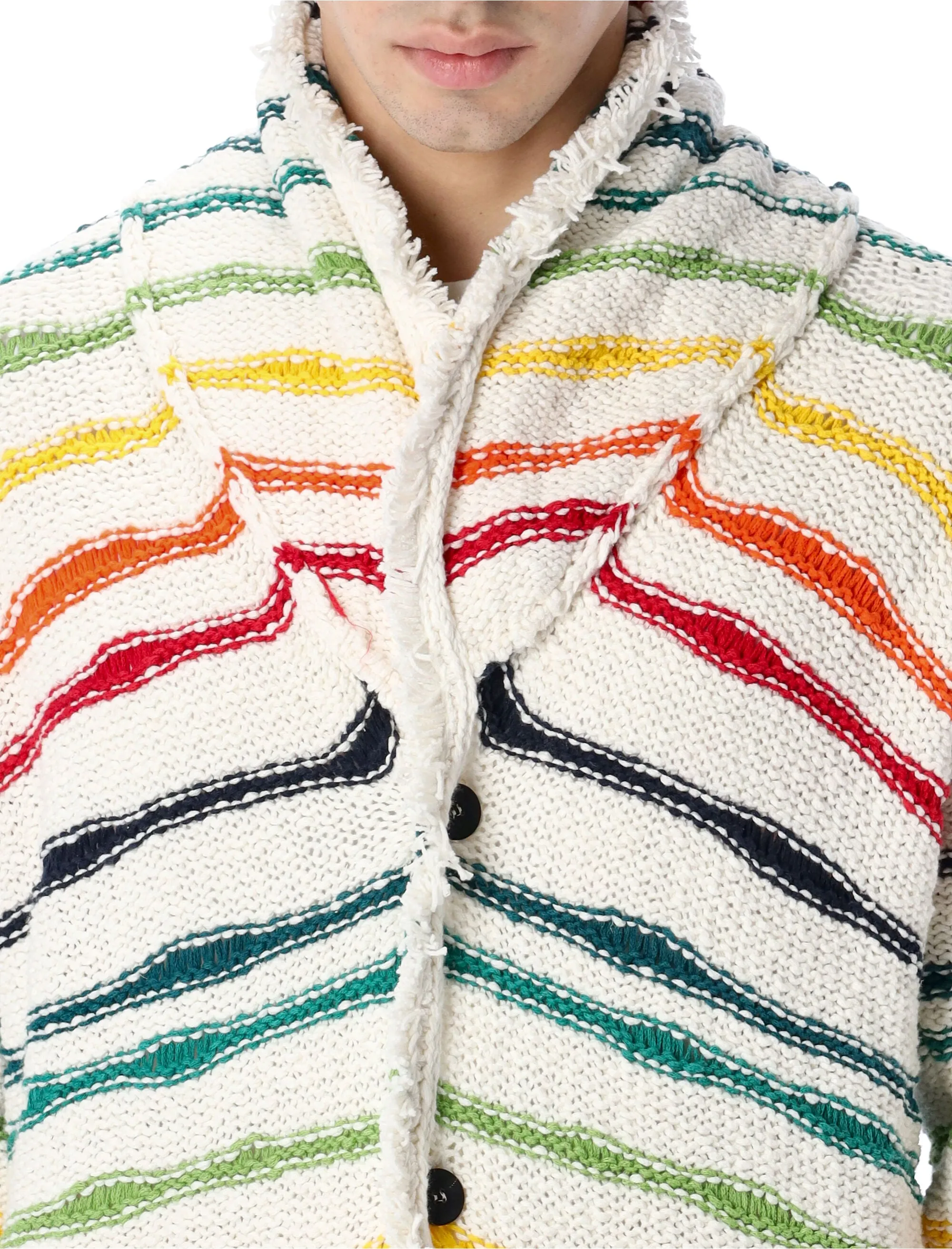 Alanui Icon Striped V-Neck Cardigan