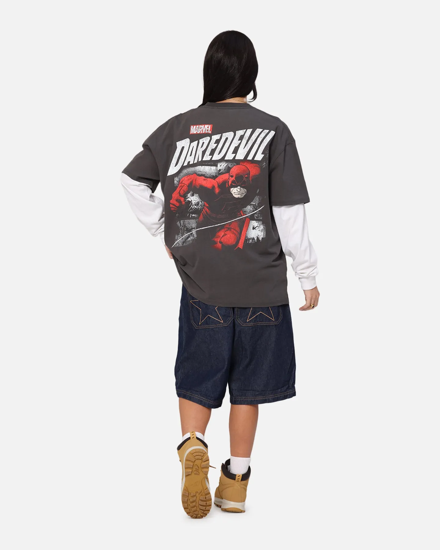 American Thrift Marvel Daredevil Poster Heavy T-Shirt Black Wash