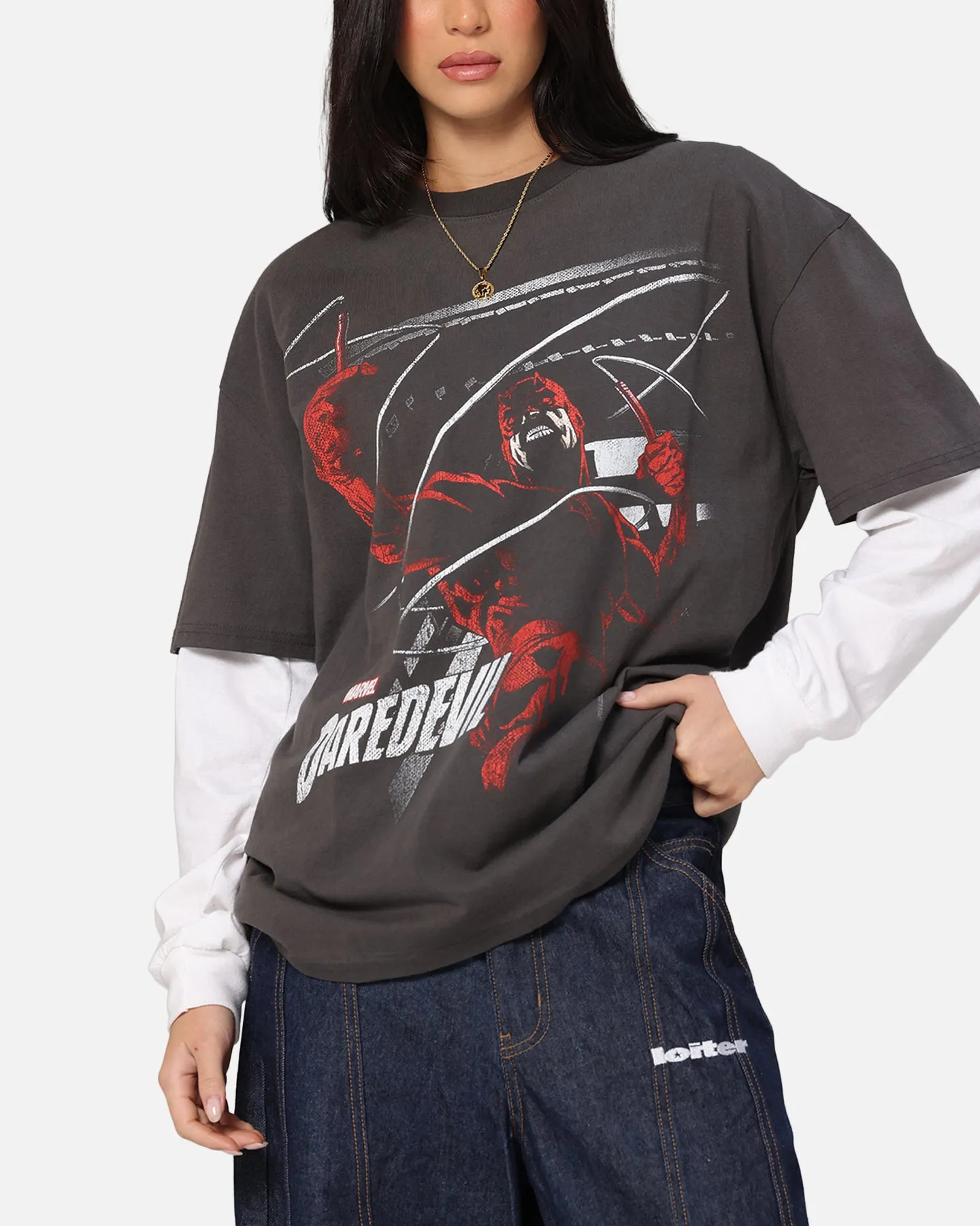 American Thrift Marvel Daredevil Poster Heavy T-Shirt Black Wash