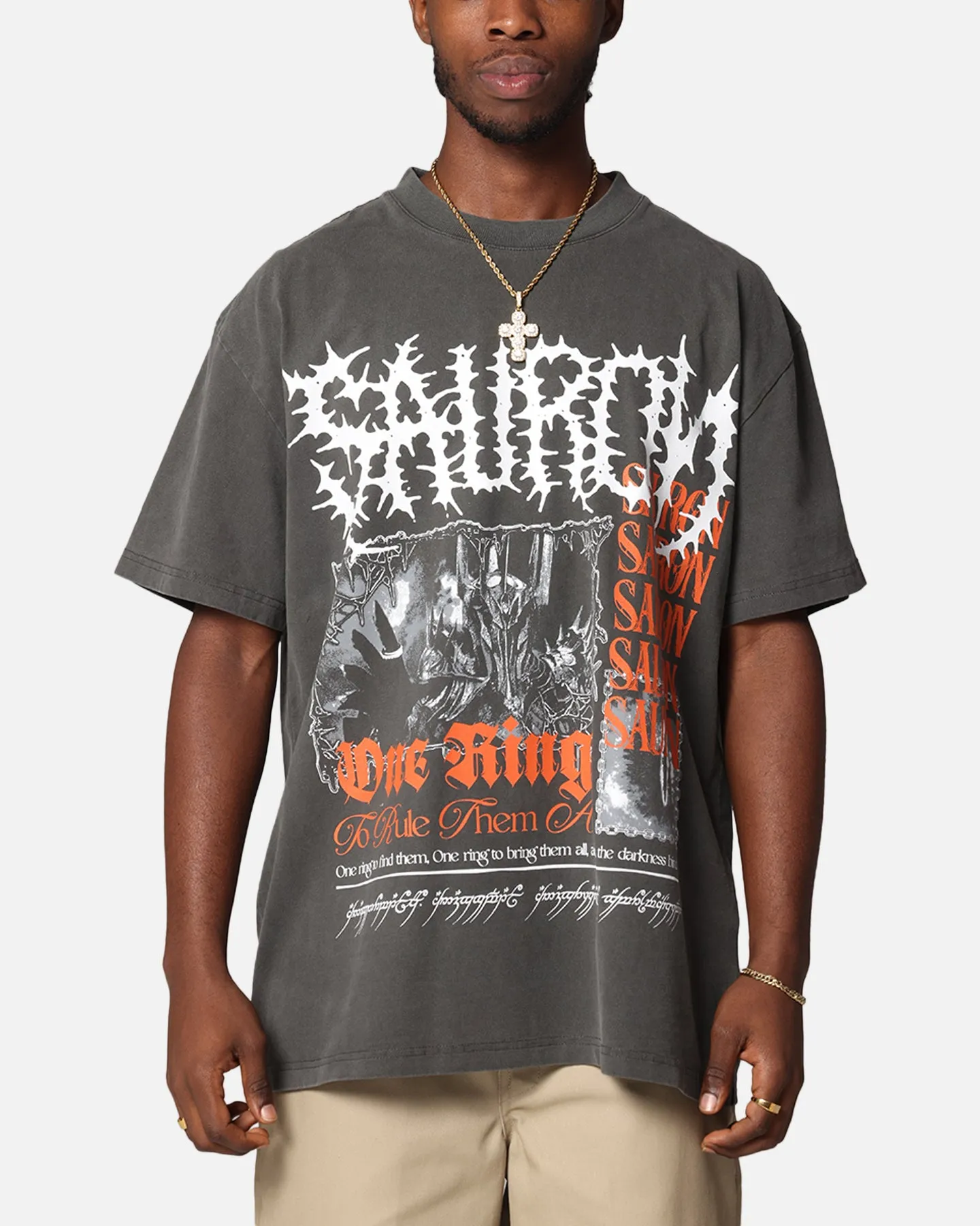 American Thrift X The Lord Of The Rings Sauron Heavy T-Shirt Black Wash