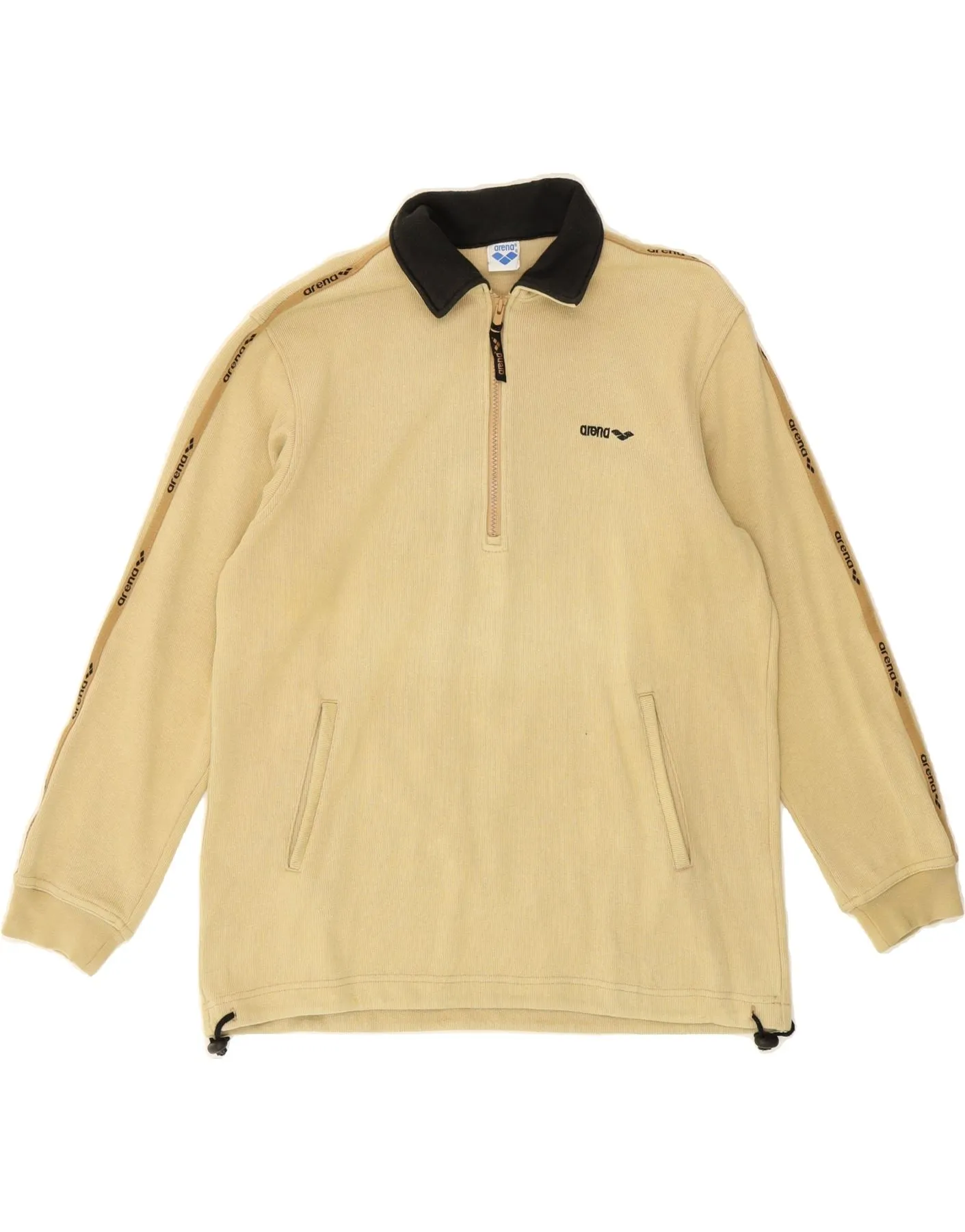 ARENA Mens Graphic Polo Neck Jumper Sweater Large Beige
