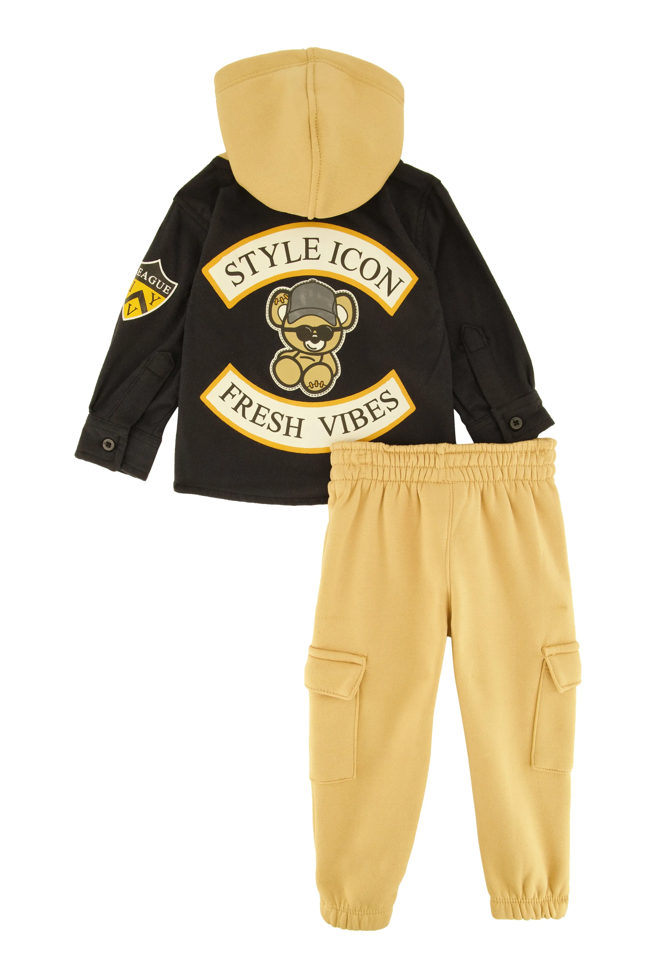 Baby Boys 12-24M Graphic Hooded Shacket and Cargo Sweatpants