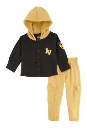 Baby Boys 12-24M Graphic Hooded Shacket and Cargo Sweatpants