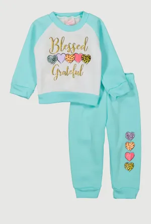 Baby Girls 12-24M Glitter Blessed Graphic Sweatshirt and Joggers