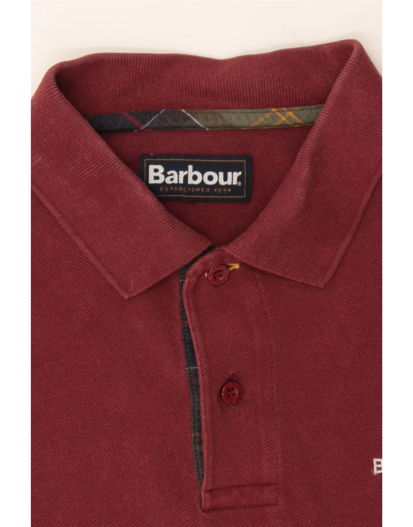BARBOUR Mens Polo Shirt Medium Burgundy Cotton