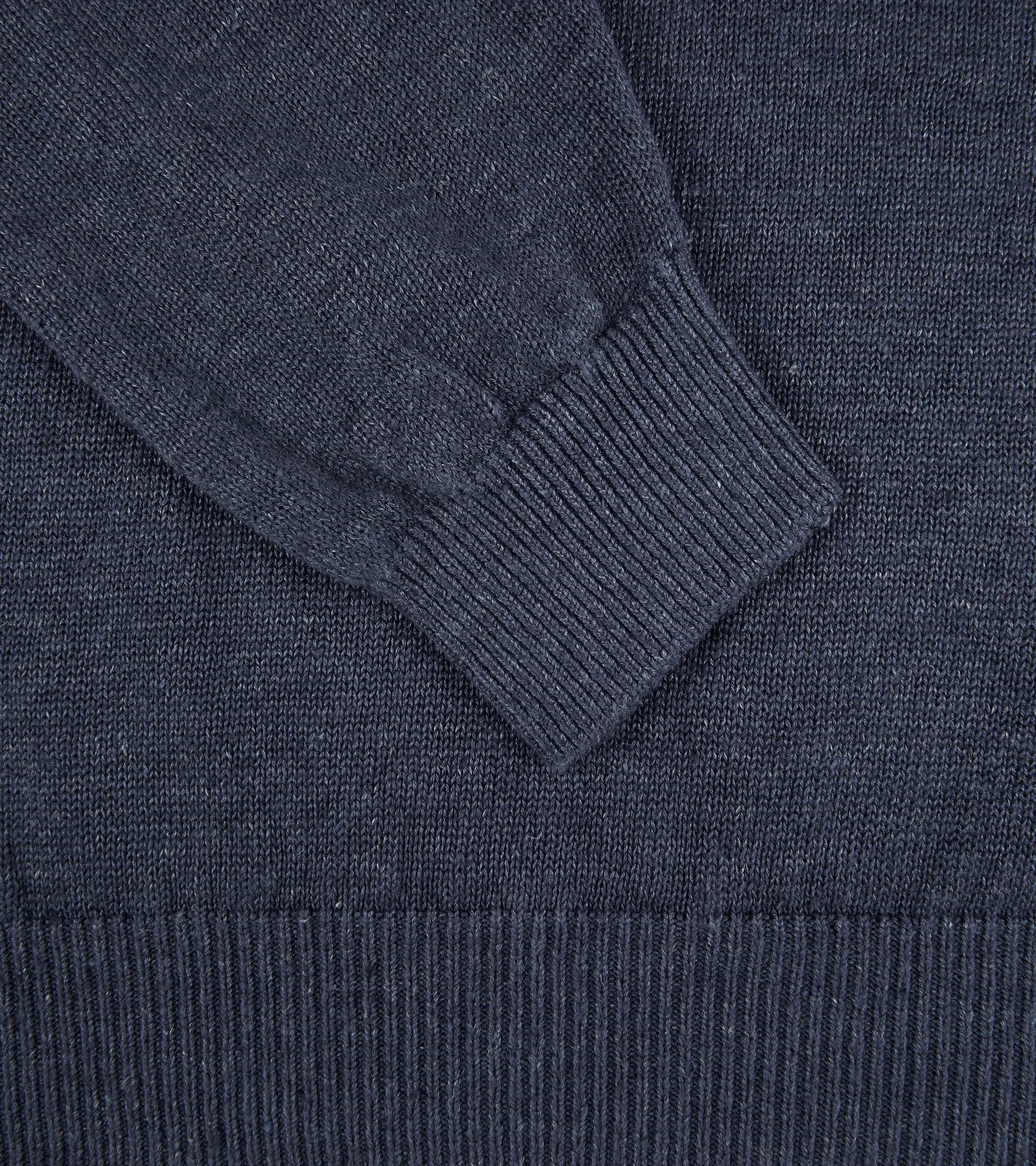 Batoner Washed High Count Linen Crew Neck Sweater: Navy