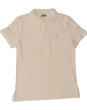 BENETTON Womens Polo Shirt UK 10 Small White Cotton