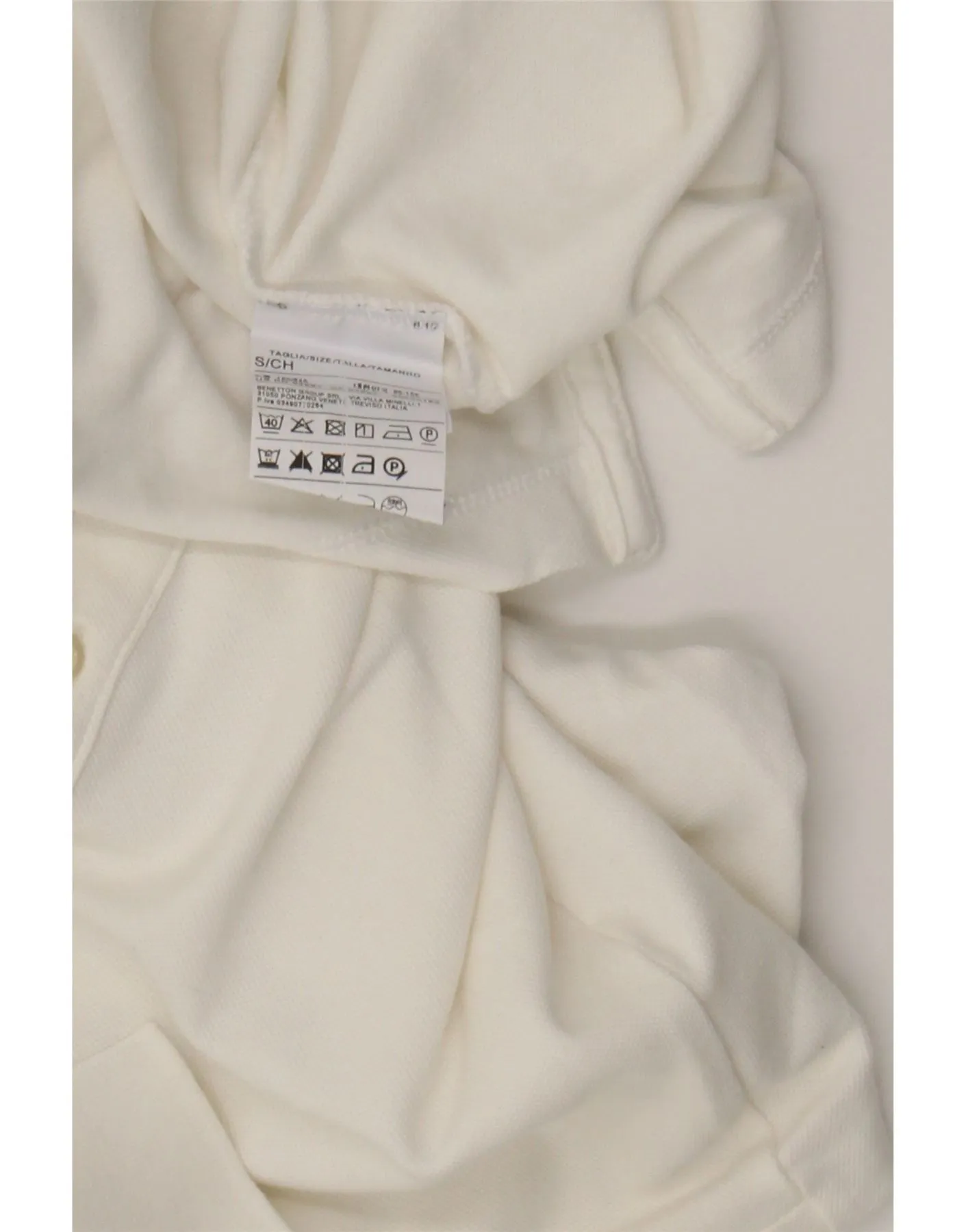 BENETTON Womens Polo Shirt UK 10 Small White Cotton