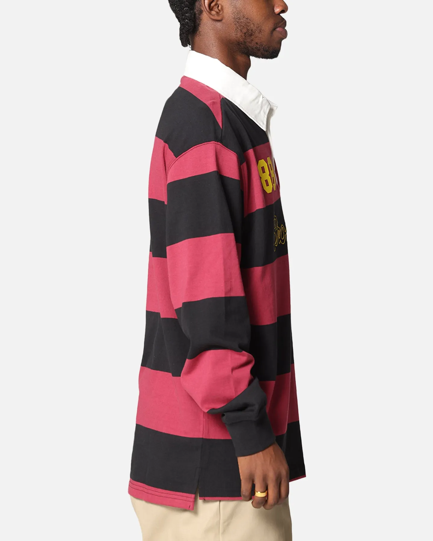 Bleacher Athletic Brisbane Broncos NRL Stripe Rugby Polo Shirt Official Team Colour