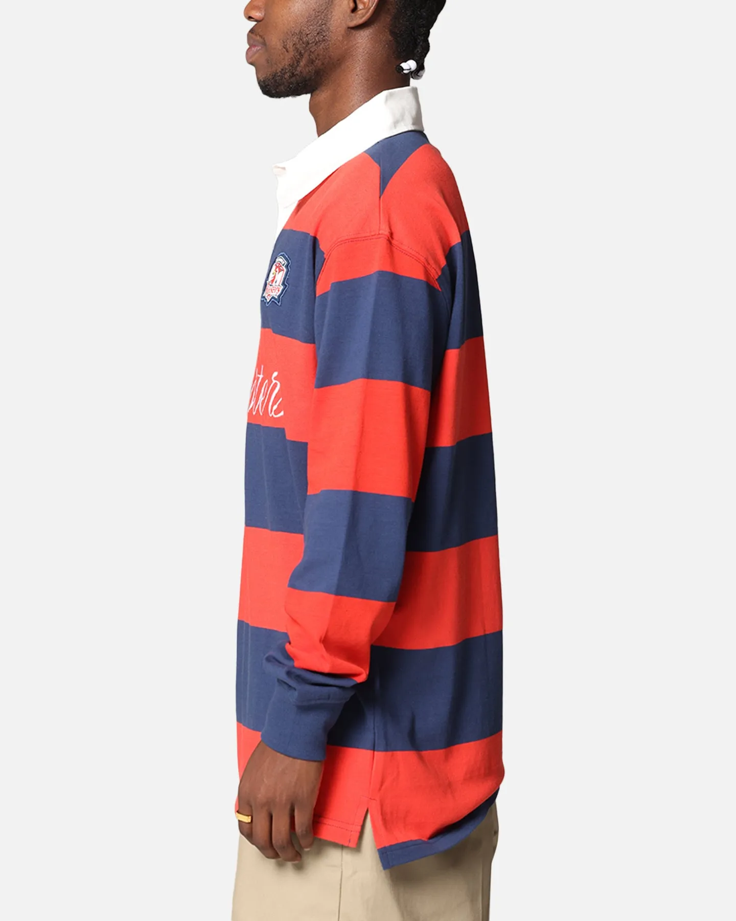 Bleacher Athletic Sydney Roosters NRL Stripe Rugby Polo Shirt Official Team Colour