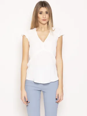 Blouse with V-neck Wurstel White