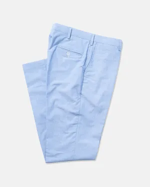 BLUE COTTON CHAMBRAY PANT