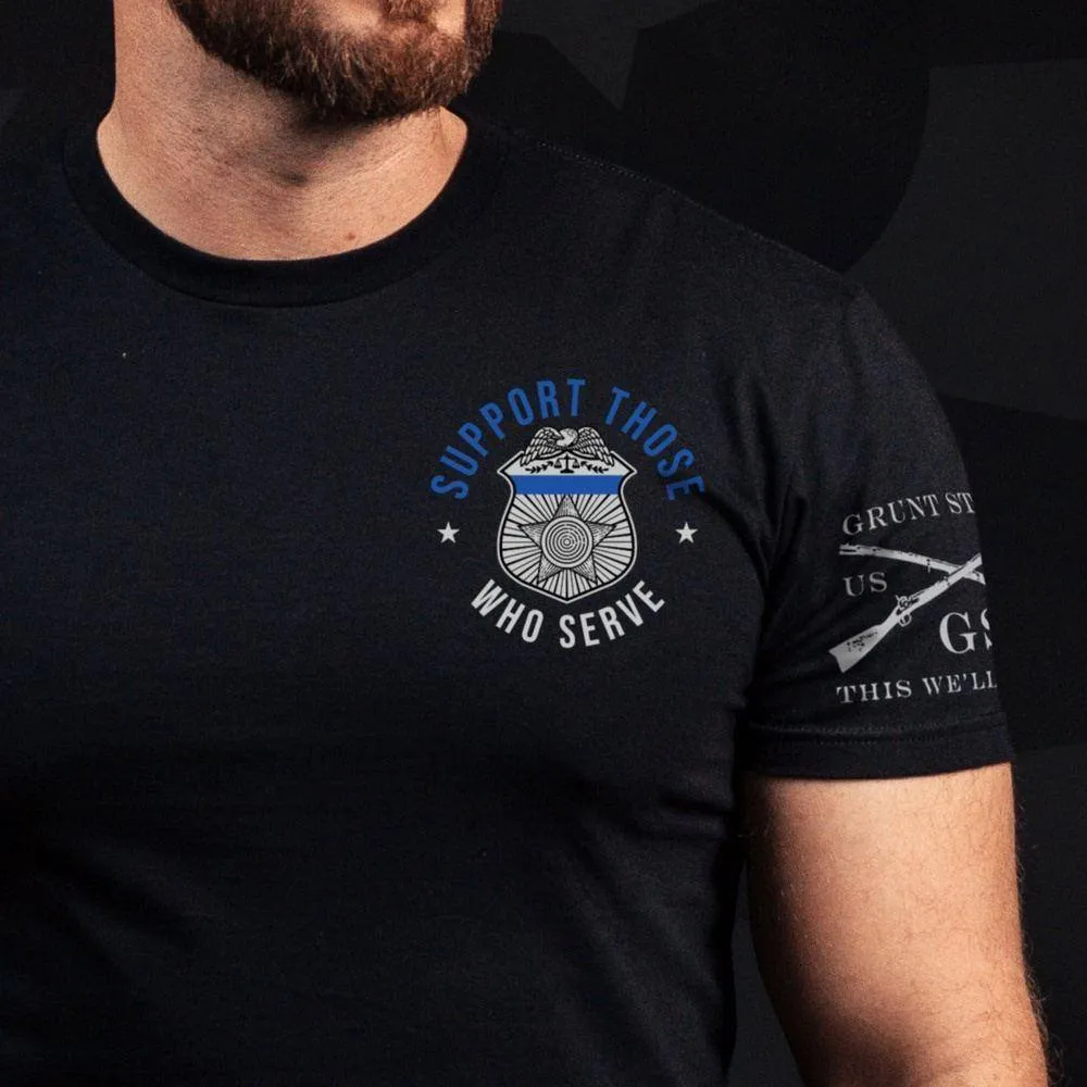 Blue Line Support Those Who Serve™  T-Shirt - Black