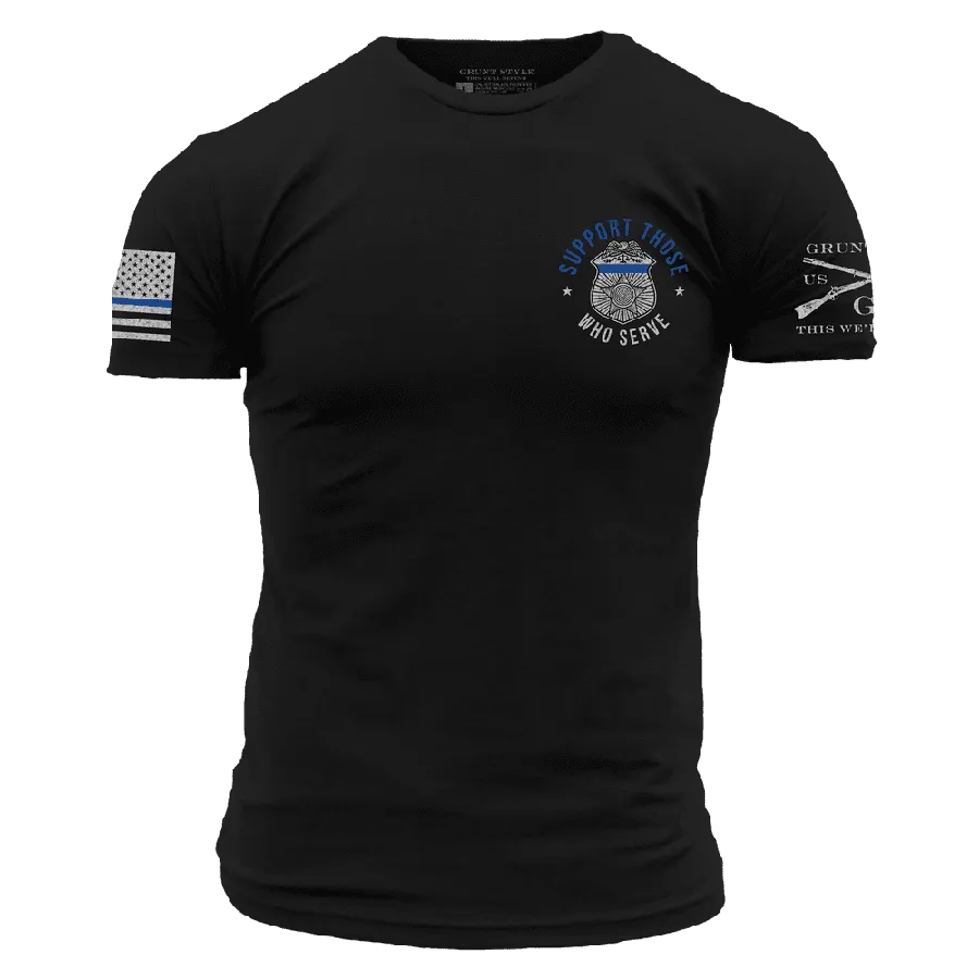 Blue Line Support Those Who Serve™  T-Shirt - Black