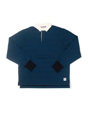 BLUE/NAVY BRETON STRIPE RUGBY SHIRT