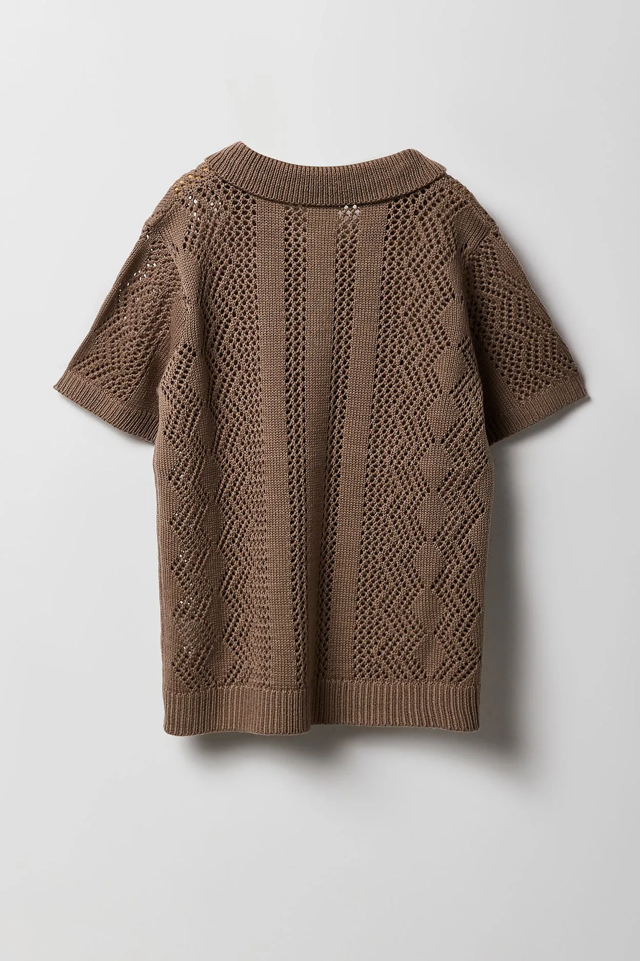 Boys Diamond Open Knit Polo
