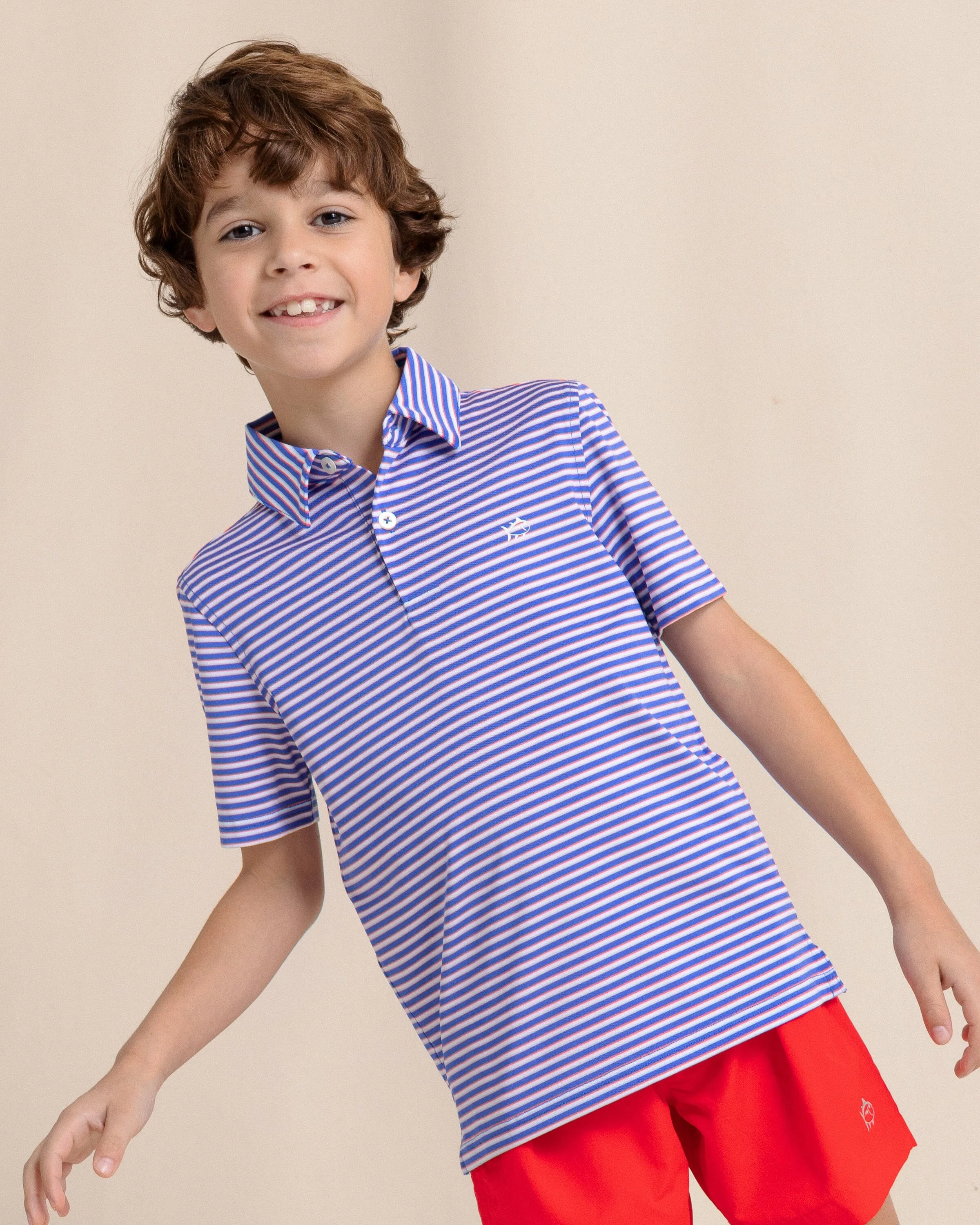 Boys Driver Caravel Stripe Performance Polo