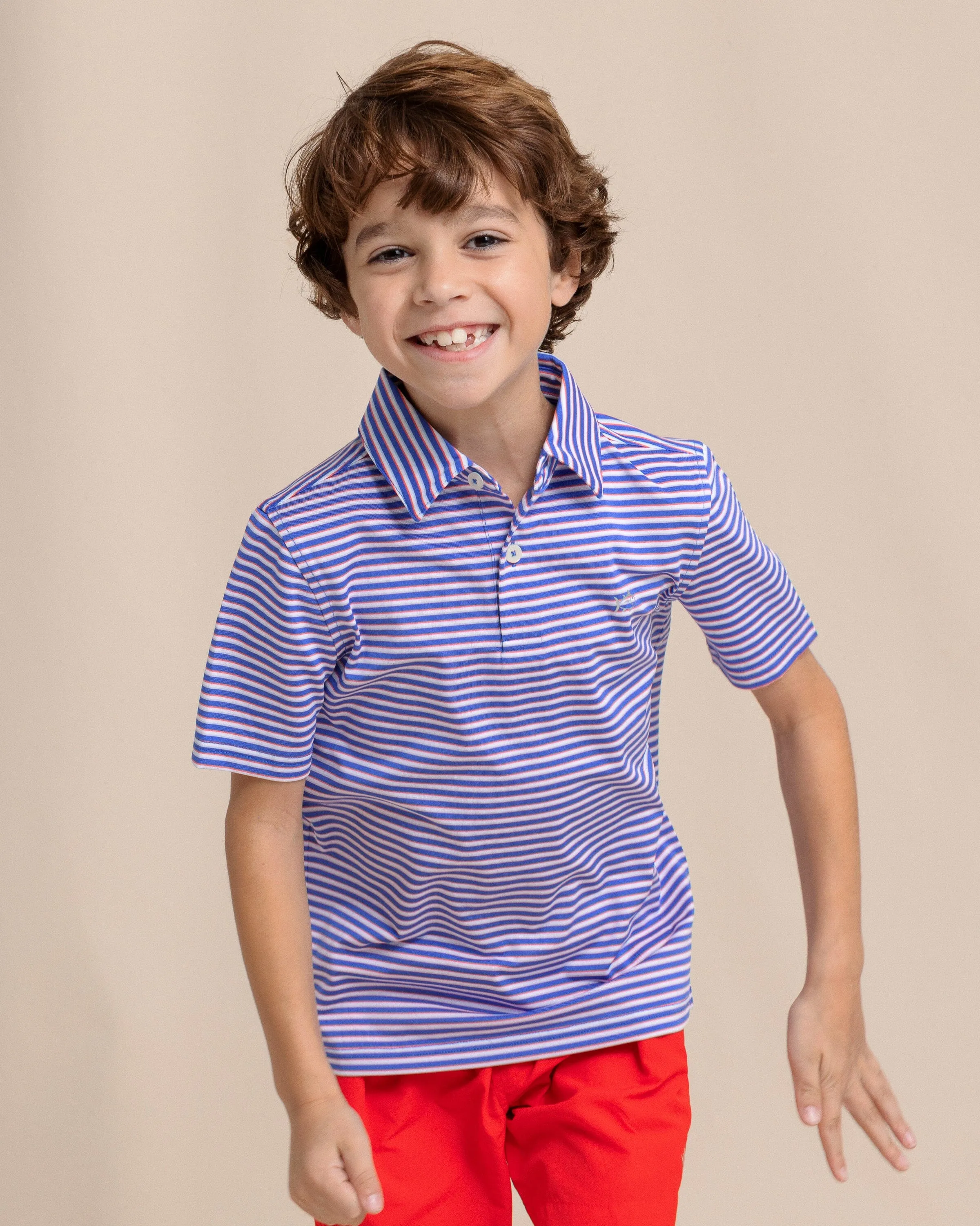 Boys Driver Caravel Stripe Performance Polo