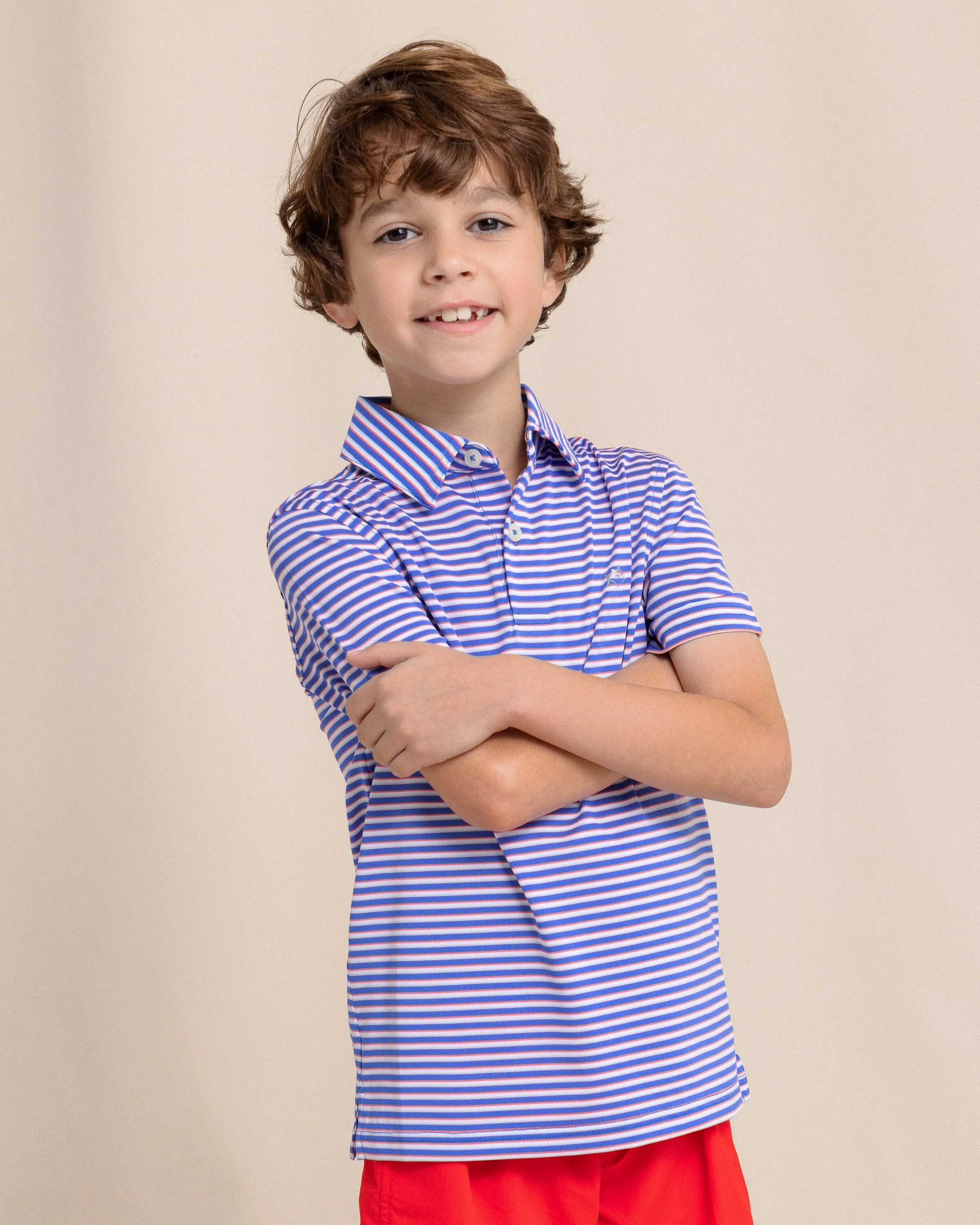 Boys Driver Caravel Stripe Performance Polo