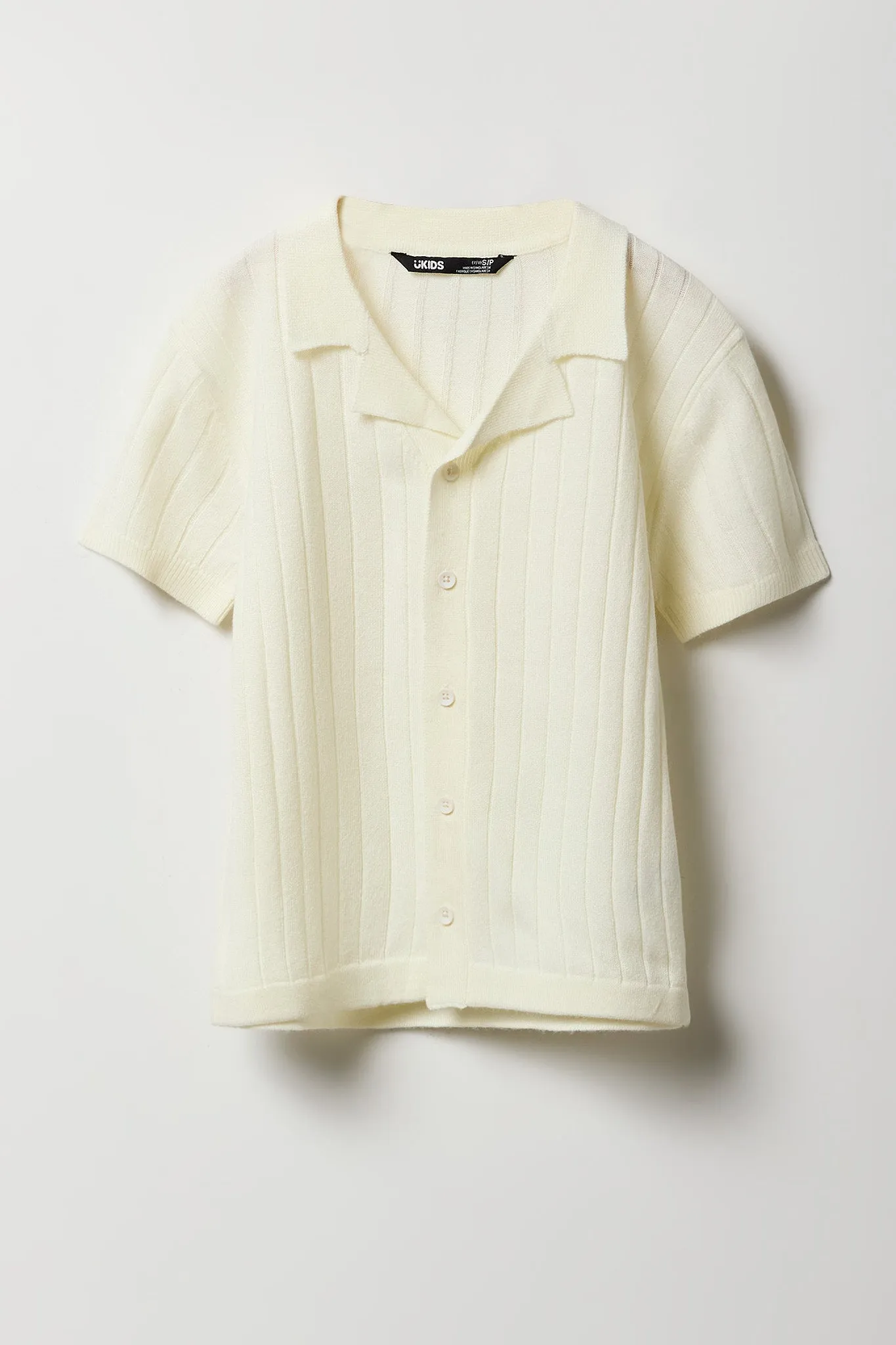 Boys Wide Ribbed Knit Button-Up Polo