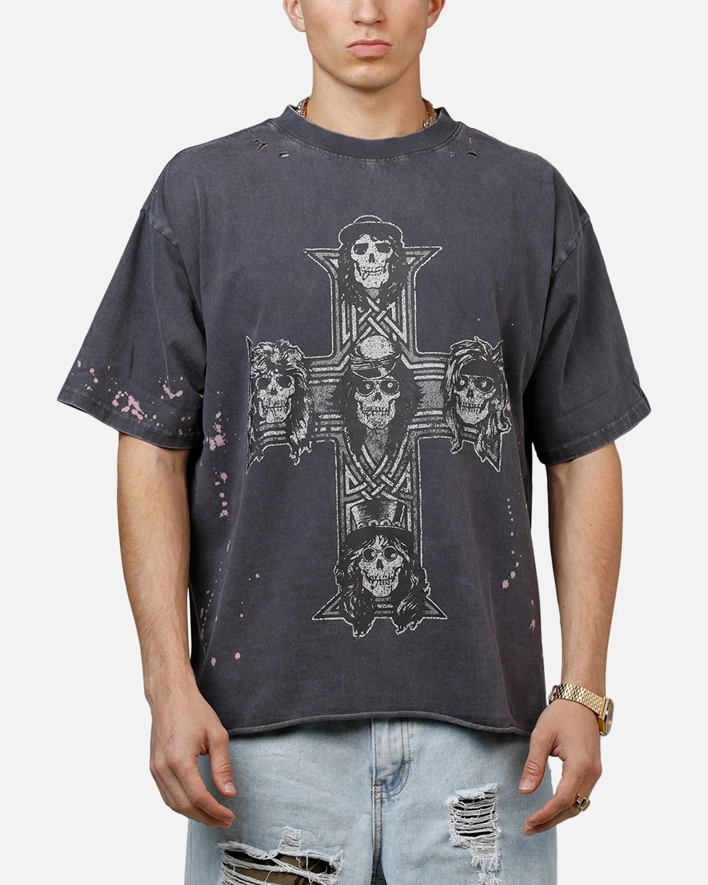 Bravado Guns N Roses Cross T-Shirt Washed Black