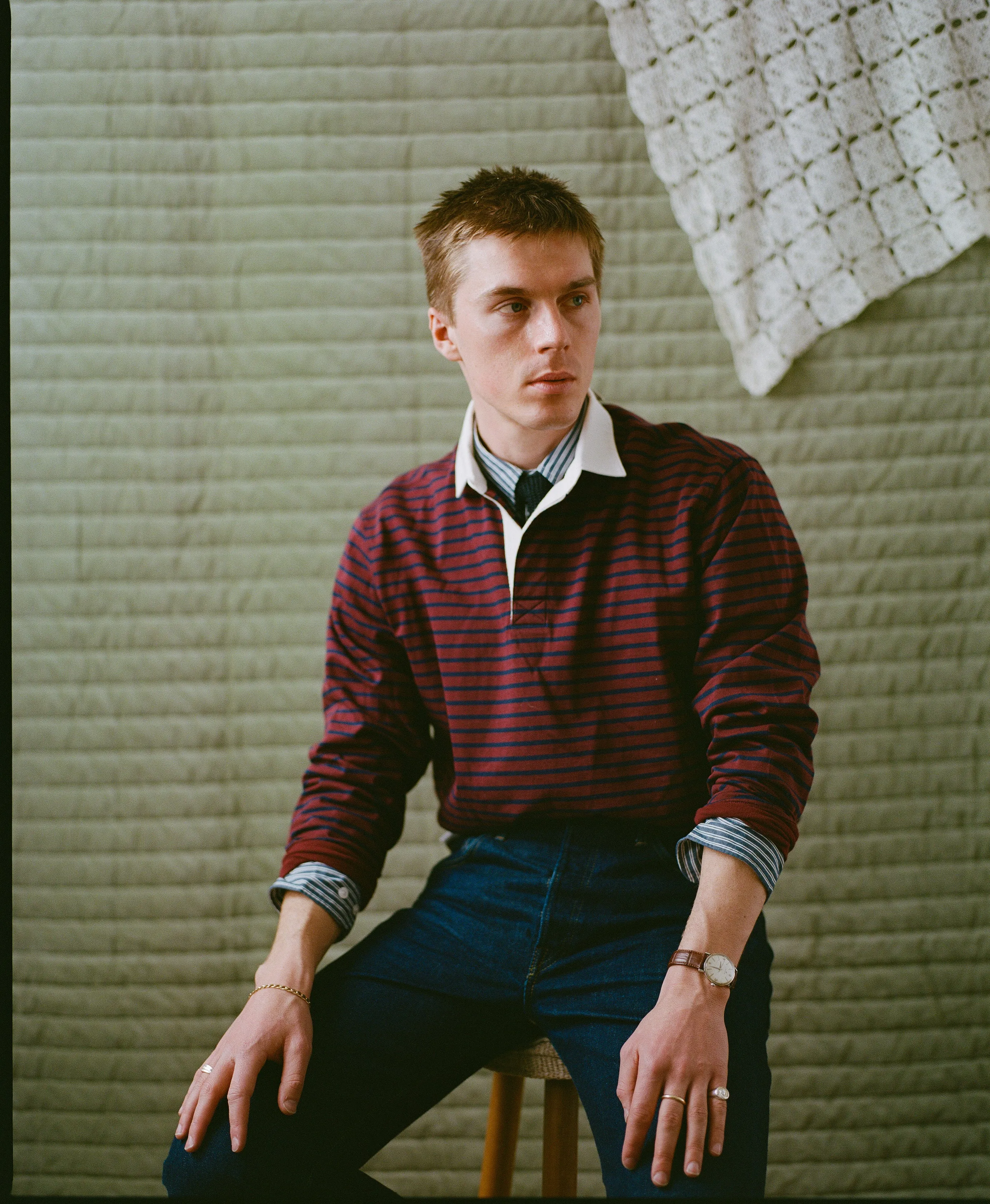BURGUNDY/NAVY BRETON STRIPE RUGBY SHIRT