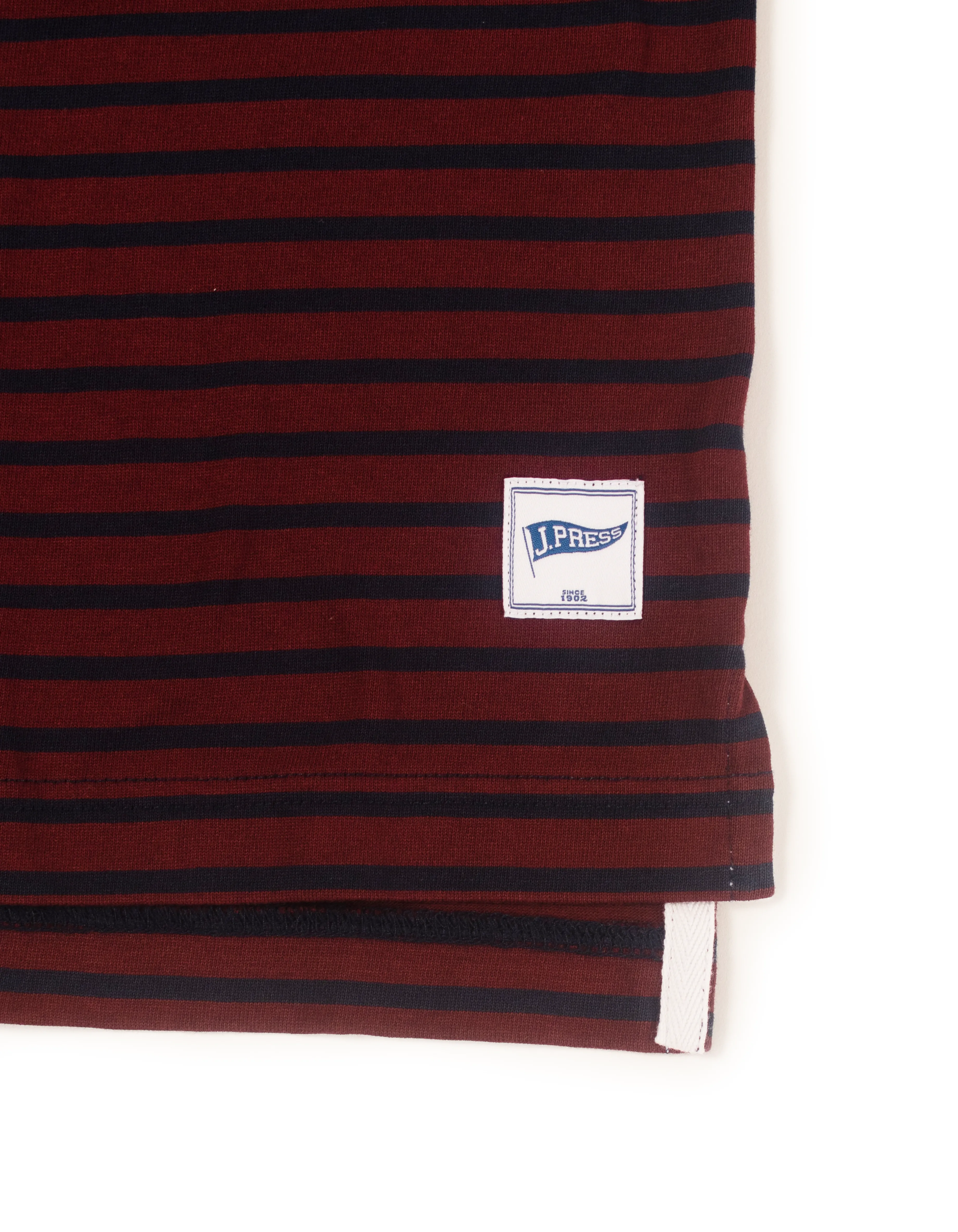BURGUNDY/NAVY BRETON STRIPE RUGBY SHIRT
