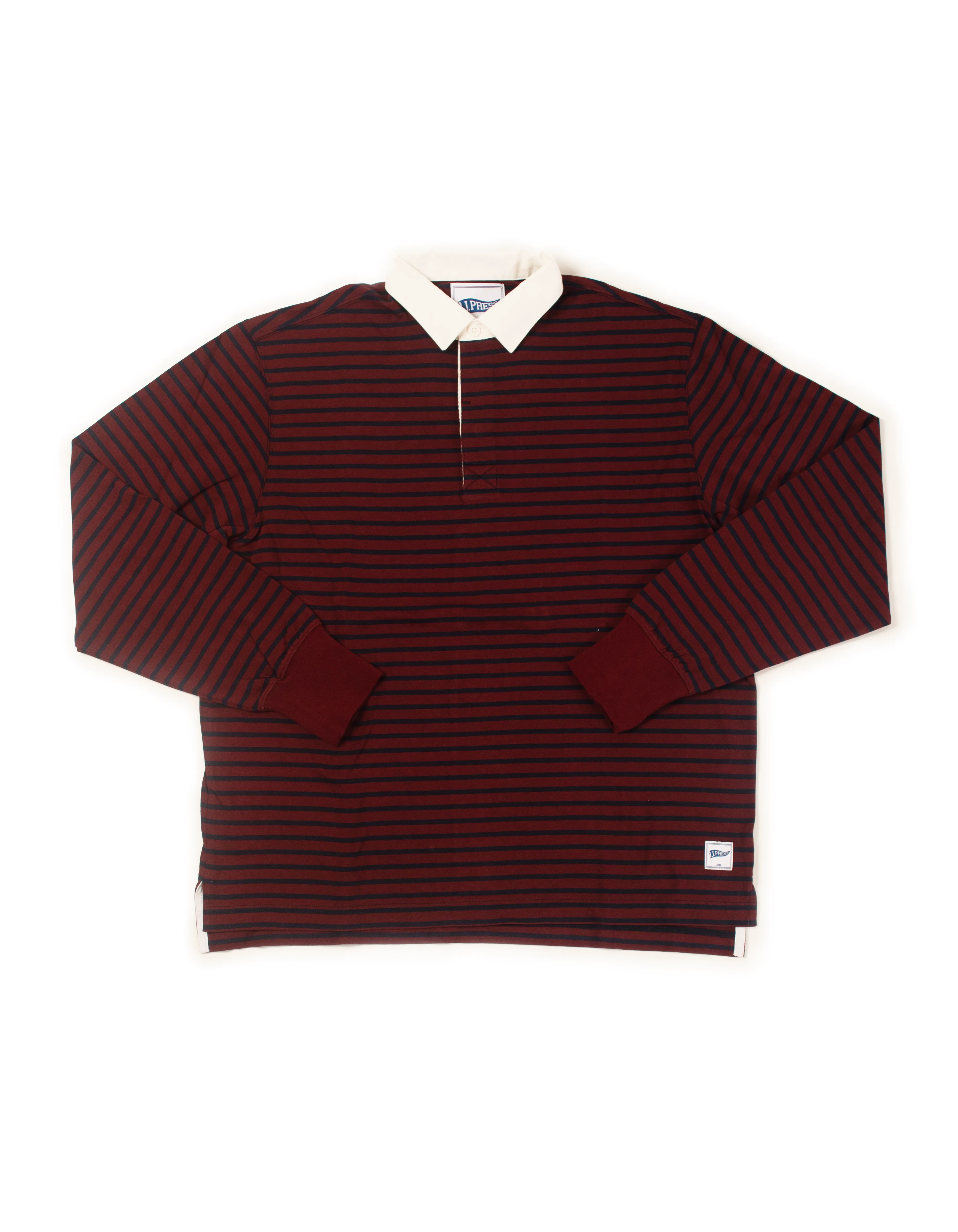 BURGUNDY/NAVY BRETON STRIPE RUGBY SHIRT