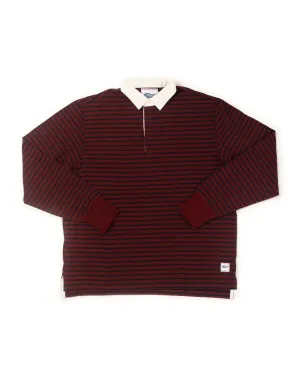BURGUNDY/NAVY BRETON STRIPE RUGBY SHIRT