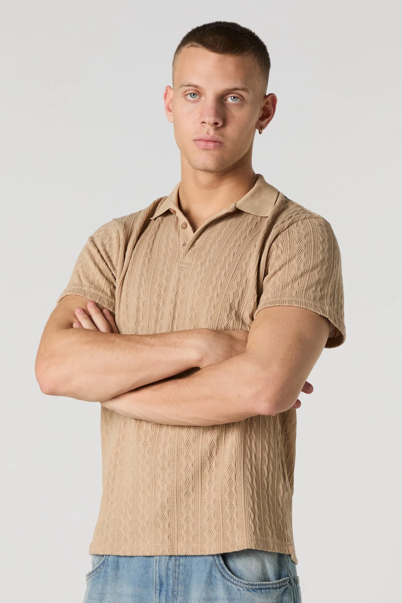 Cable Knit Polo