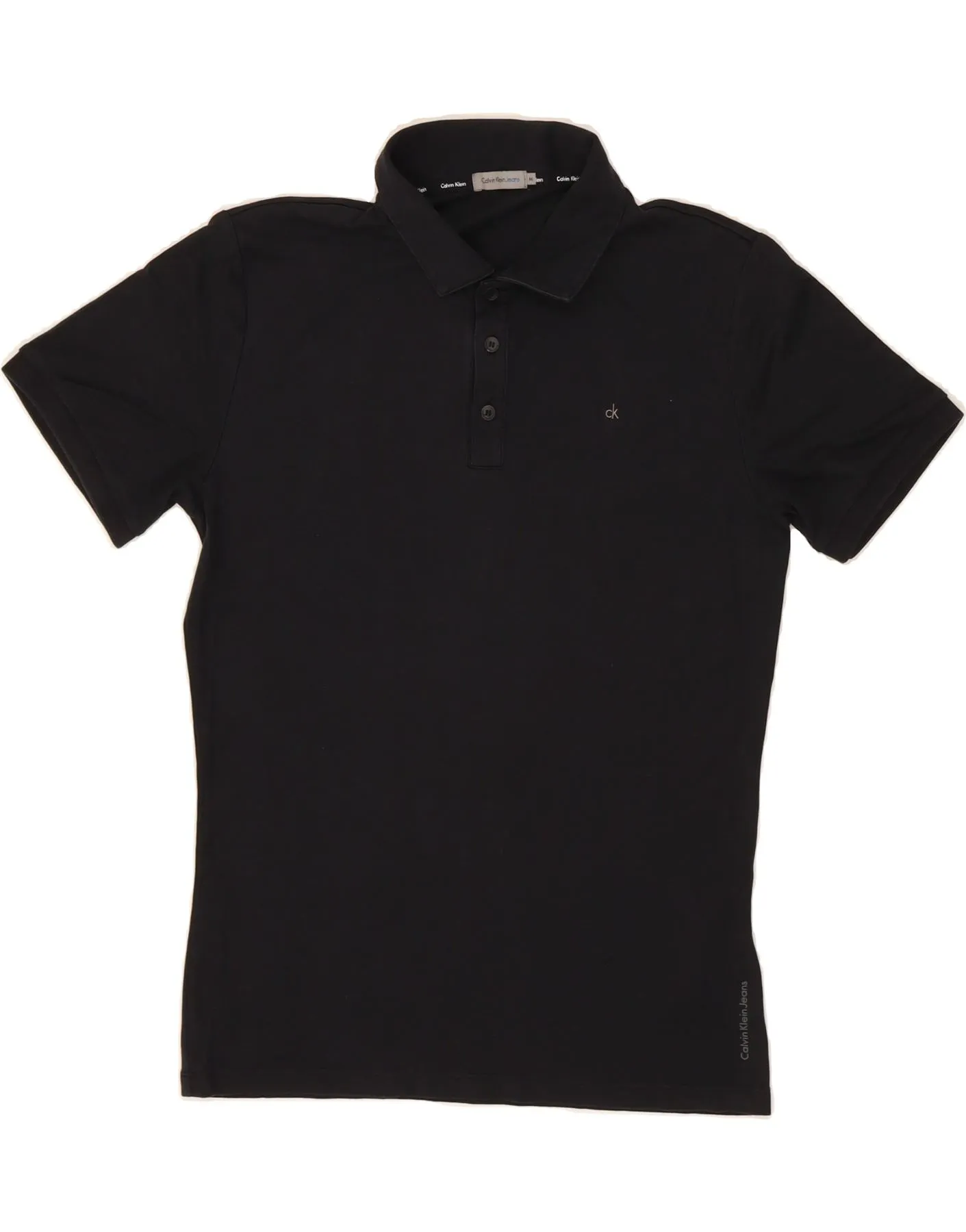 CALVIN KLEIN JEANS Mens Polo Shirt Medium Black Cotton
