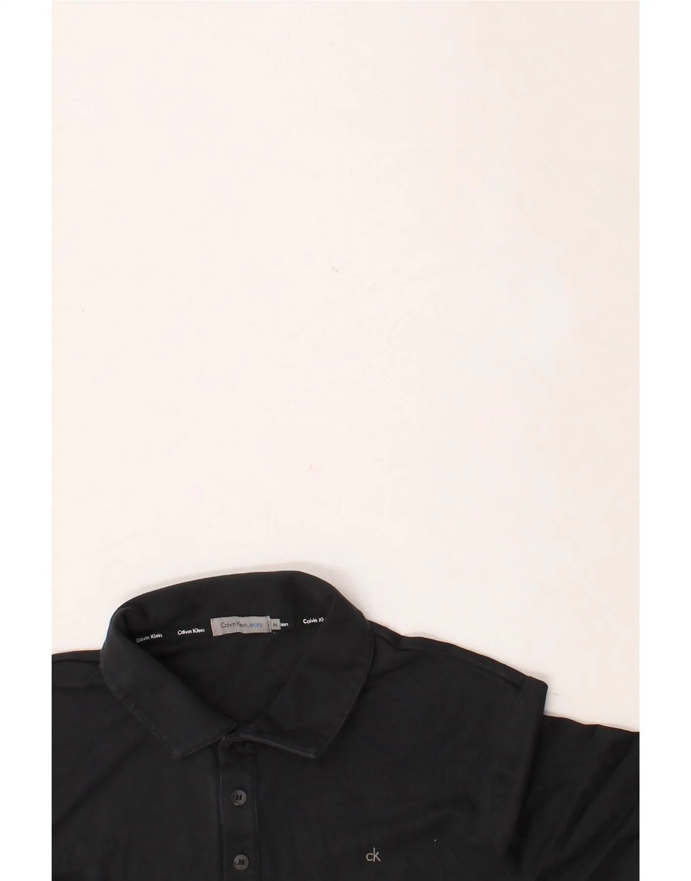 CALVIN KLEIN JEANS Mens Polo Shirt Medium Black Cotton