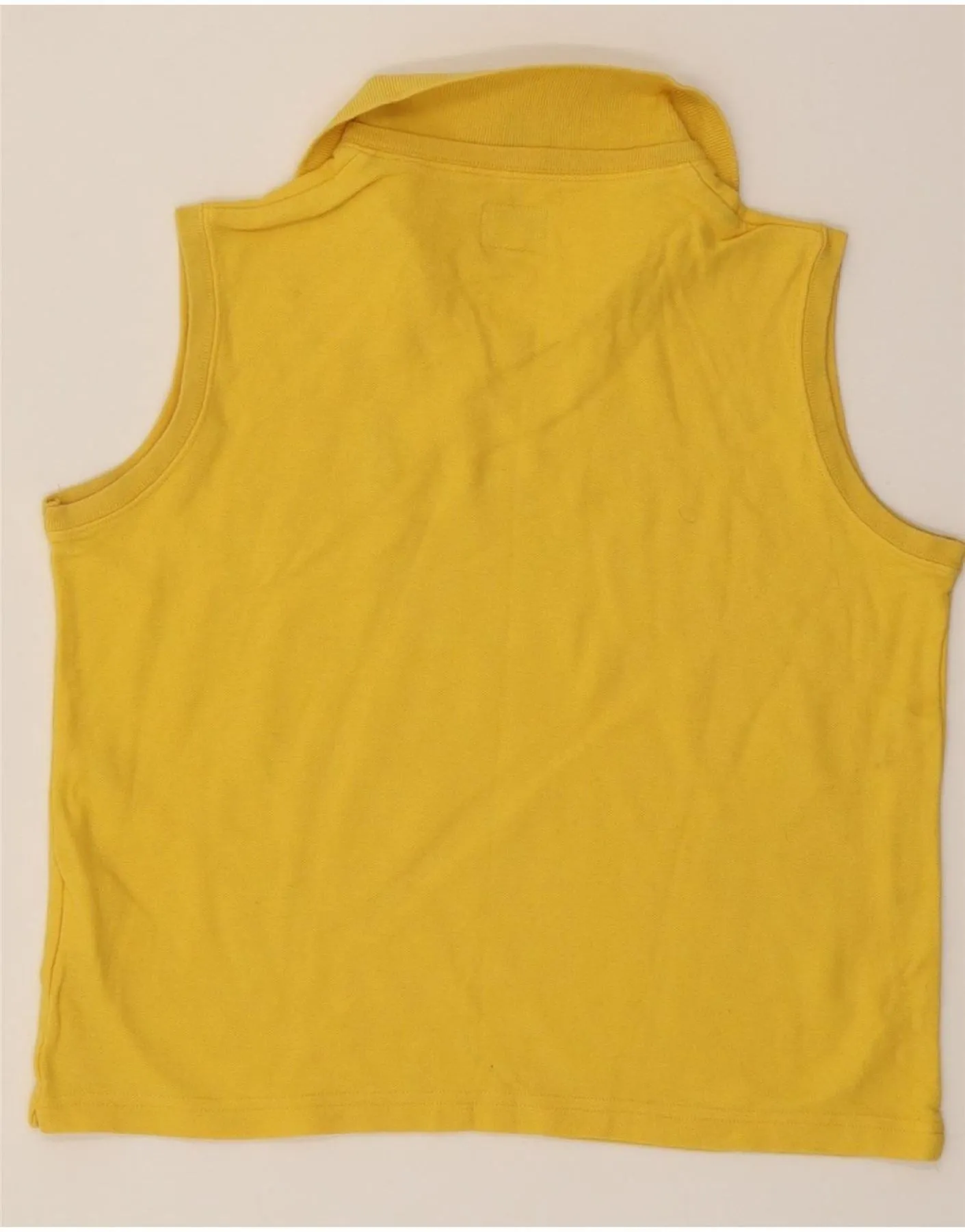 CALVIN KLEIN JEANS Womens Crop Sleeveless Polo Shirt UK 12 Medium Yellow