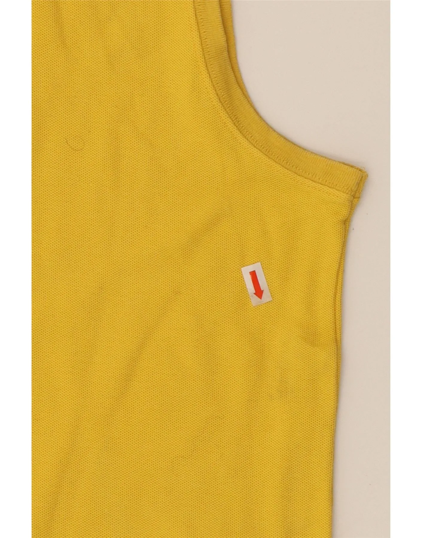 CALVIN KLEIN JEANS Womens Crop Sleeveless Polo Shirt UK 12 Medium Yellow