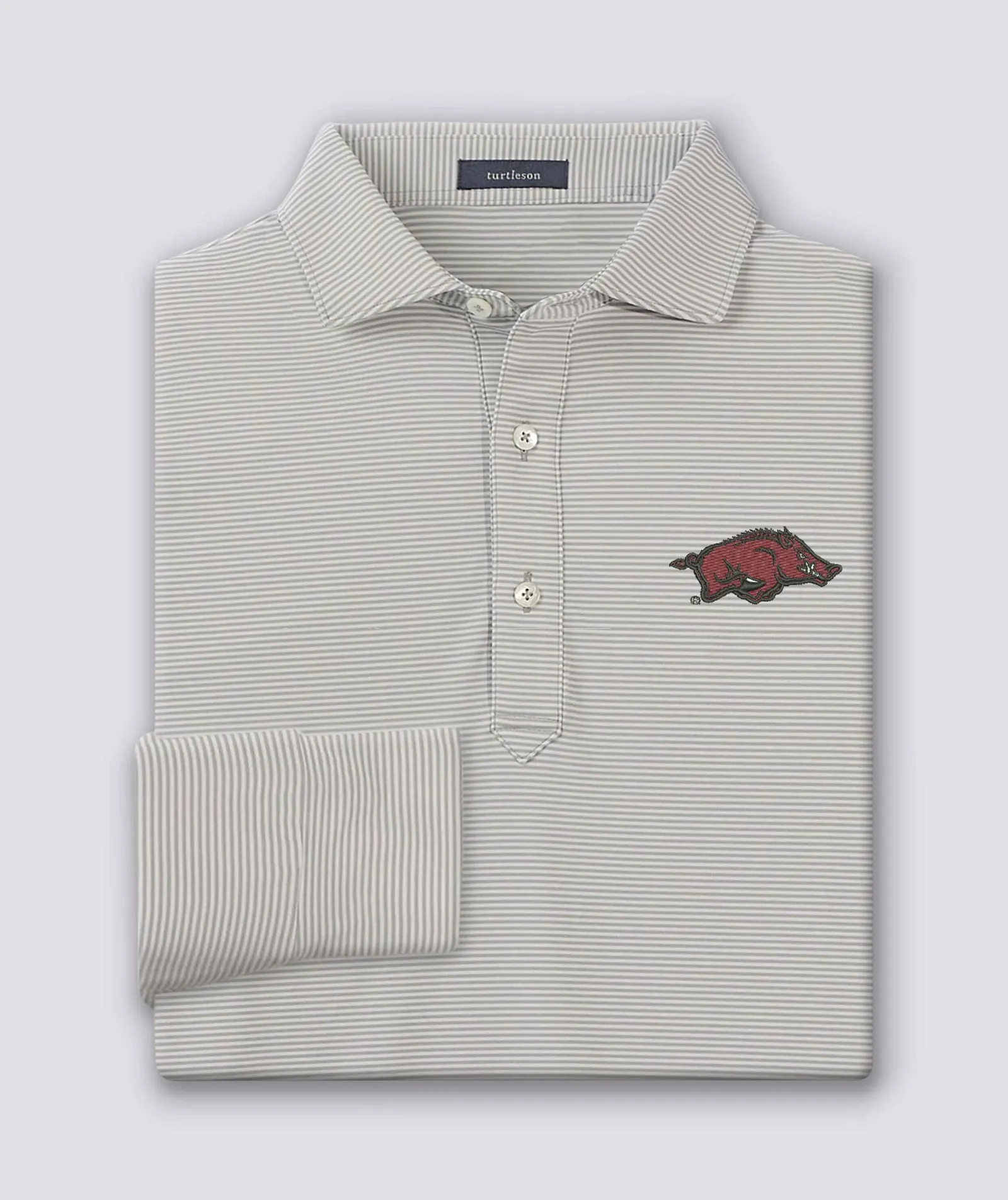 Carter Stripe Performance Polo, Long Sleeve - University of Arkansas