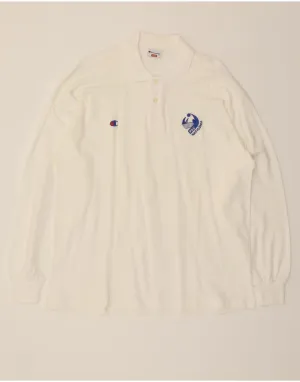 CHAMPION Mens Long Sleeve Polo Shirt XL White Cotton