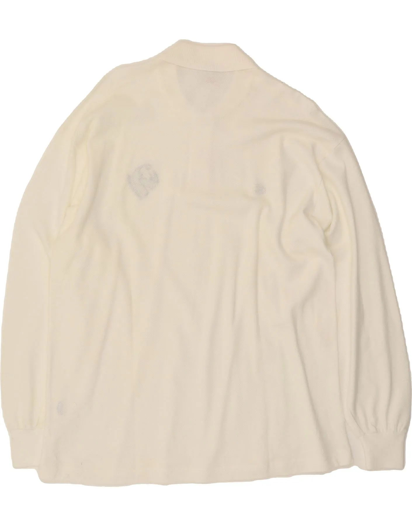 CHAMPION Mens Long Sleeve Polo Shirt XL White Cotton