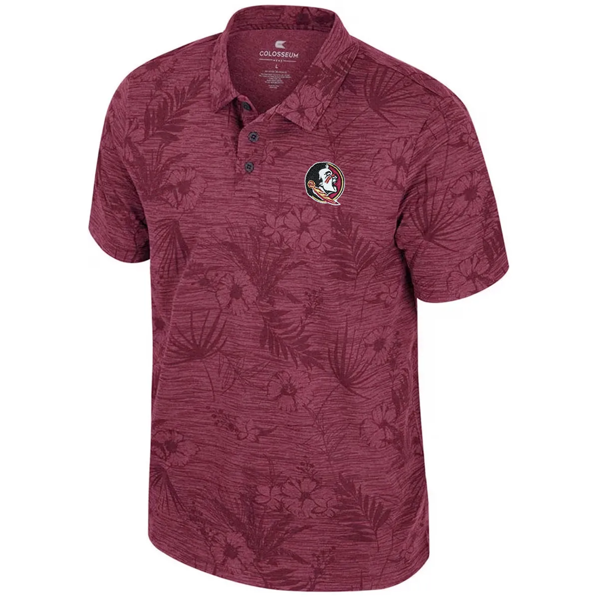 Colosseum Men's Seminole Logo Hawaiian Printed Polo - Garnet