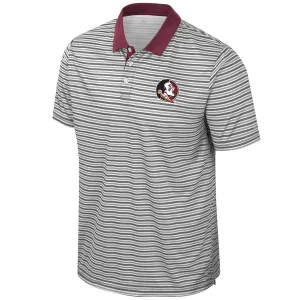 Colosseum Men's Seminole Logo Striped Performance Polo - Grey/Garnet