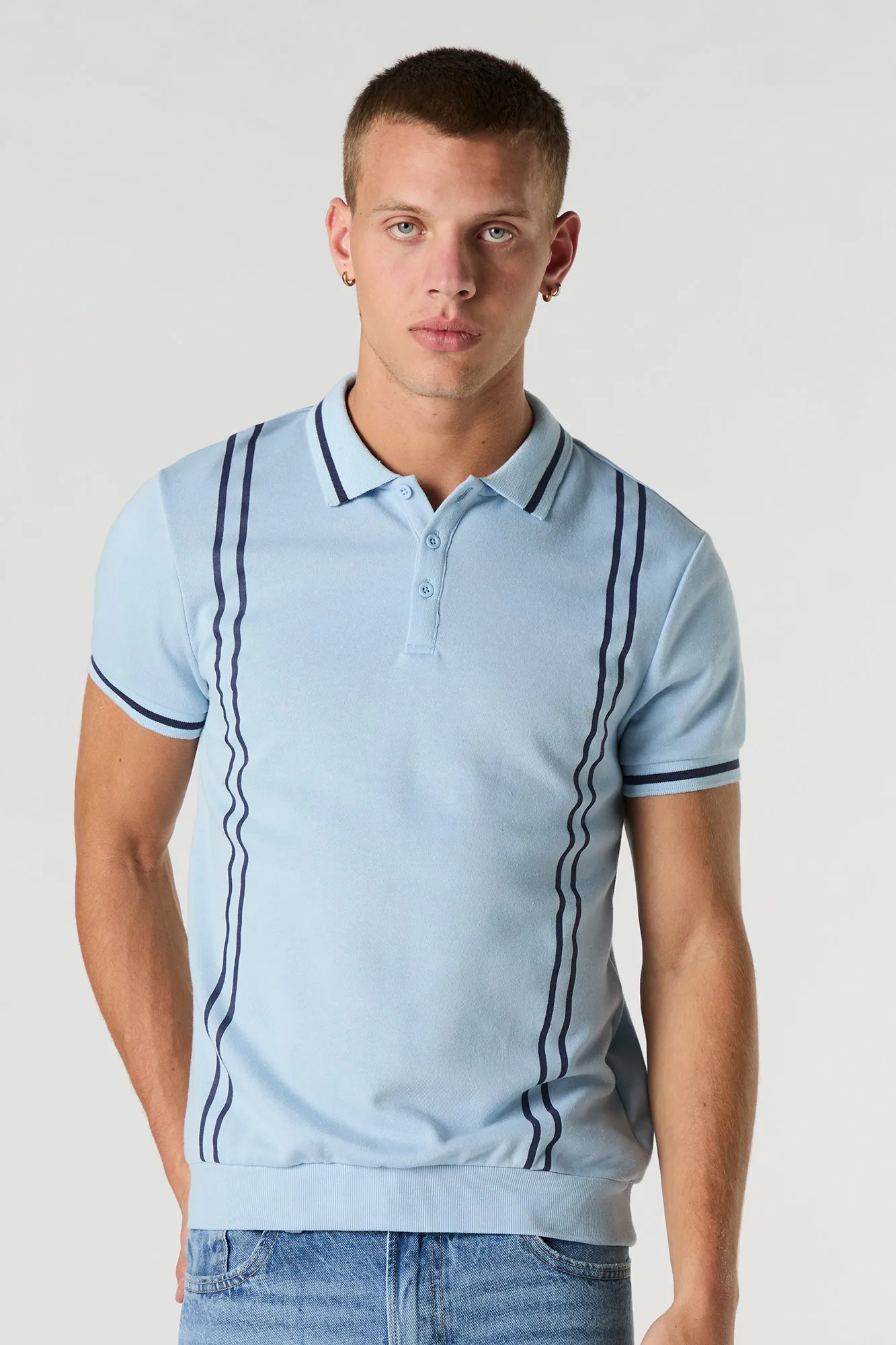 Contrast Stripe Polo T-Shirt