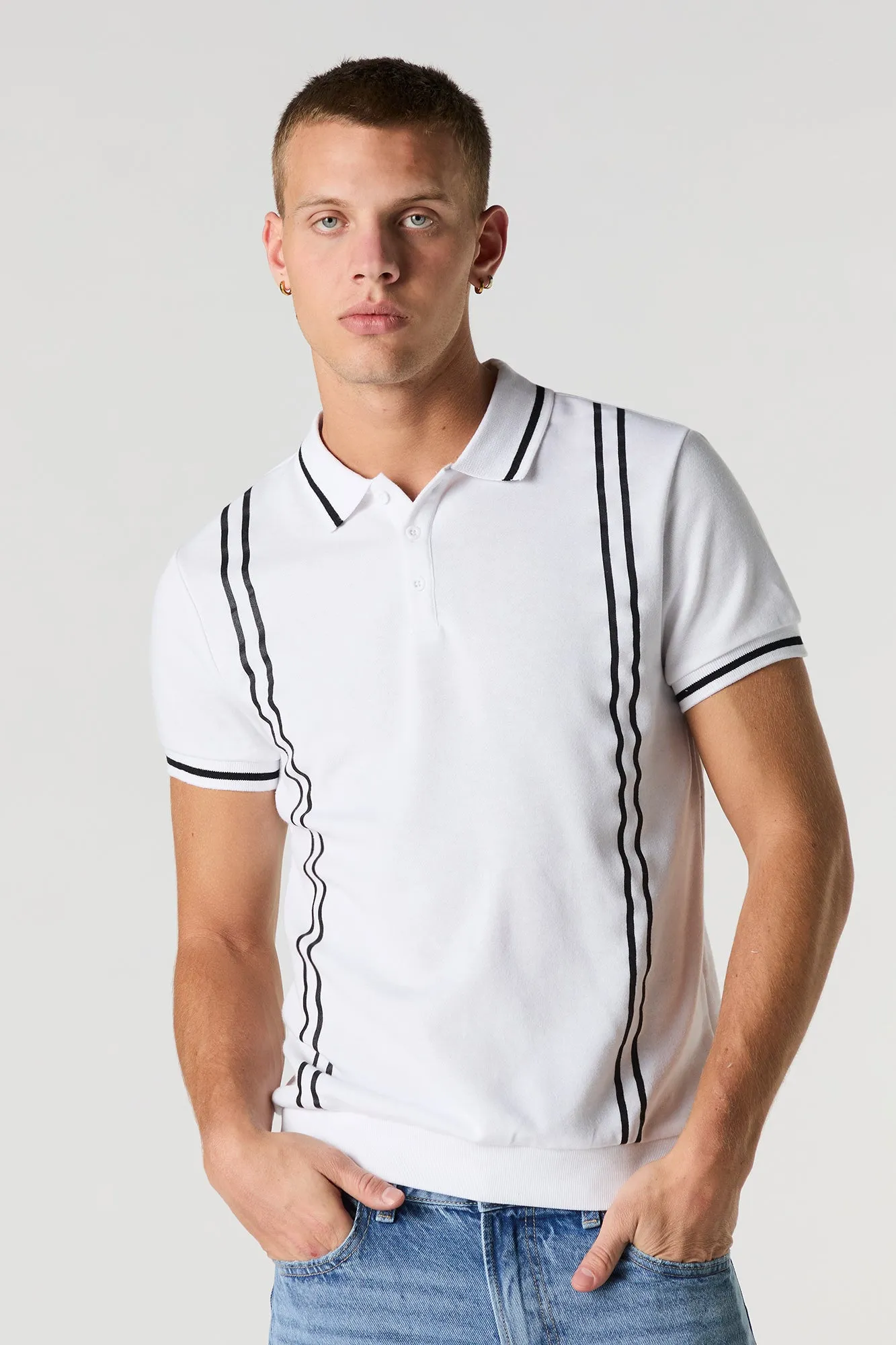 Contrast Stripe Polo T-Shirt