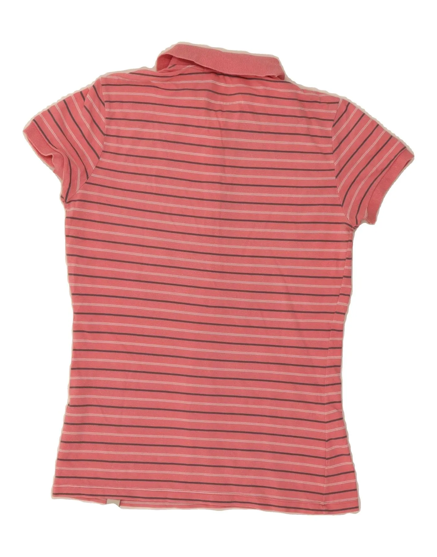 CONVERSE Womens Polo Shirt UK 14 Large Pink Striped Cotton